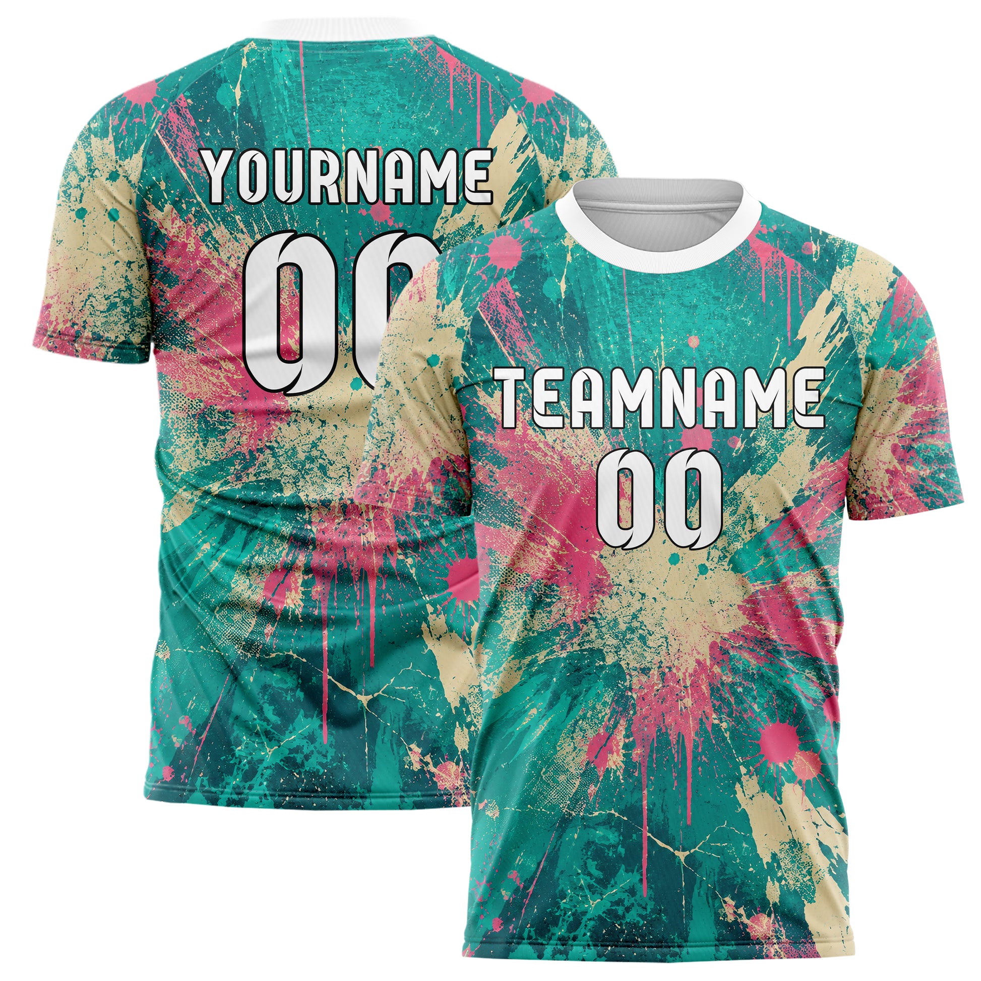 Petrol lebendiges Graffiti Center Burst Splatter Design 03-0343 individuelles Fußballtrikot main