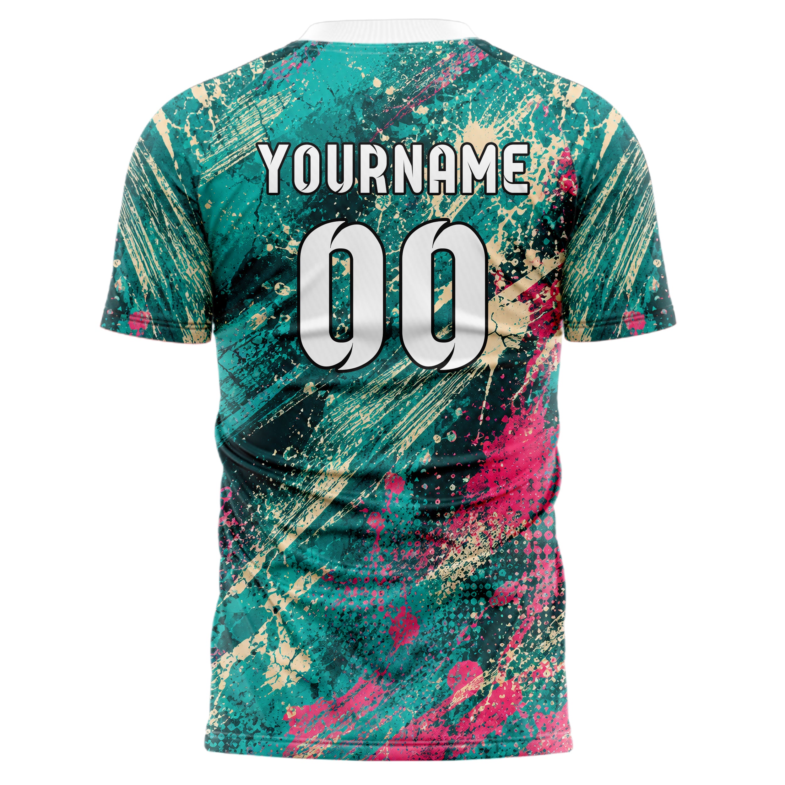 Petrol lebendiges Graffiti diagonal Paint Flow Design 03-0163 individuelles Fußballtrikot back