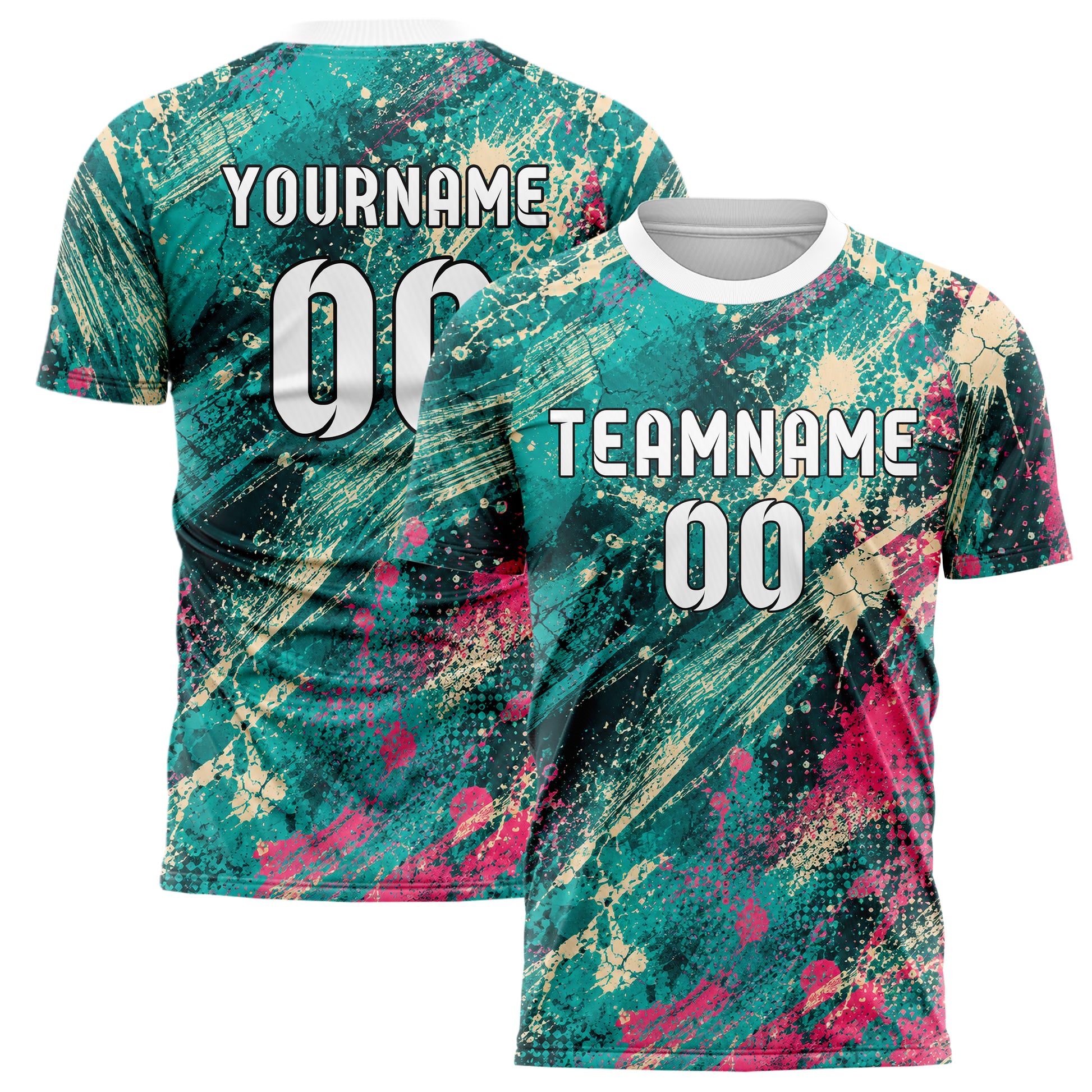 Petrol lebendiges Graffiti diagonal Paint Flow Design 03-0163 individuelles Fußballtrikot main