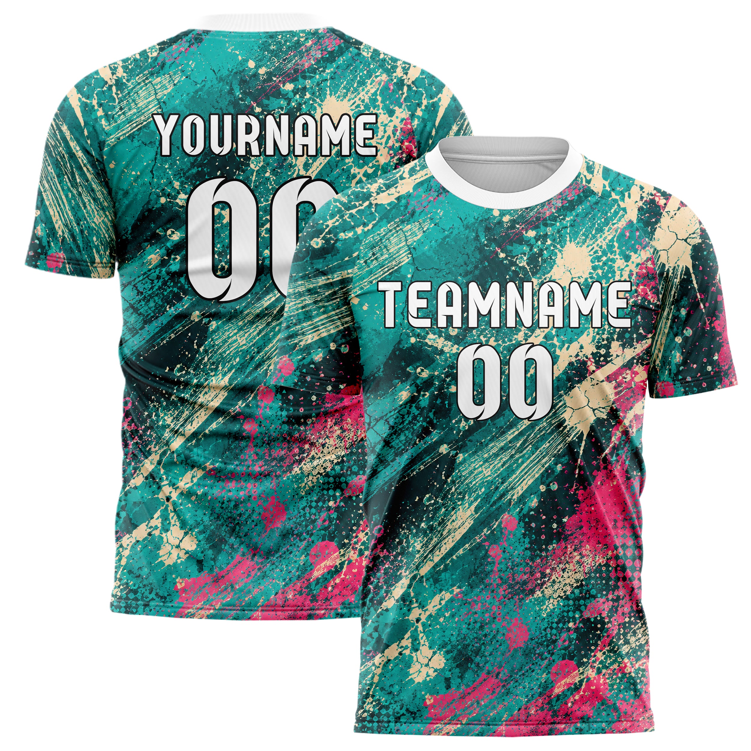 Petrol lebendiges Graffiti diagonal Paint Flow Design 03-0163 individuelles Fußballtrikot main