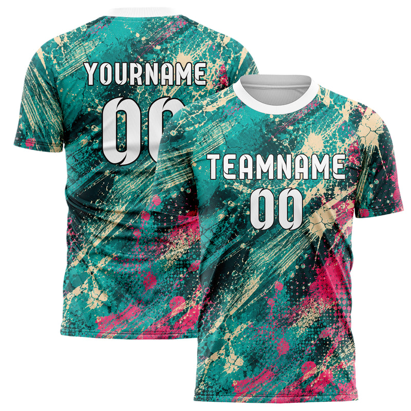 Petrol lebendiges Graffiti diagonal Paint Flow Design 03-0163 individuelles Fußballtrikot main