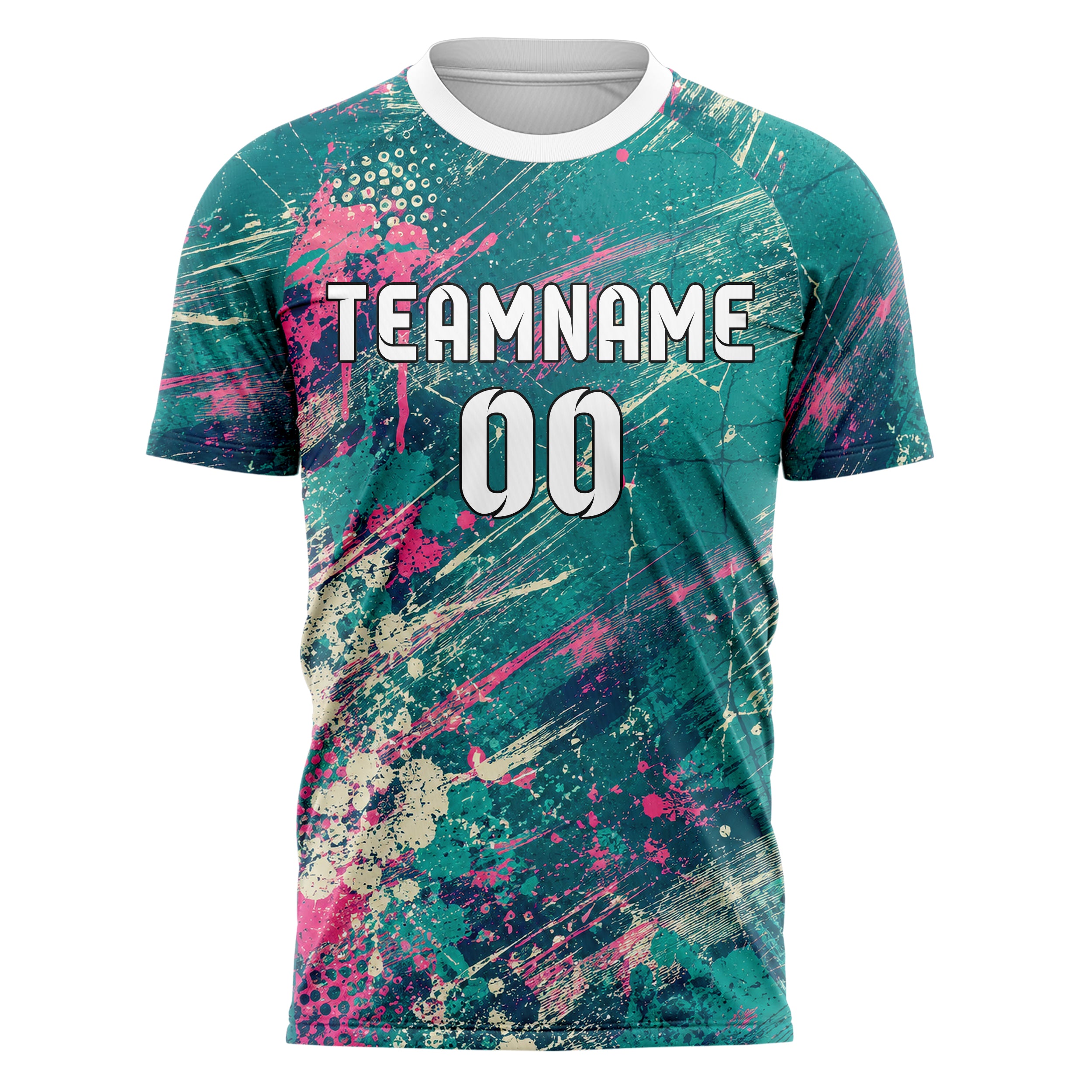 Petrol lebendiges Graffiti Scratch Marks Design 03-0238 individuelles Fußballtrikot front