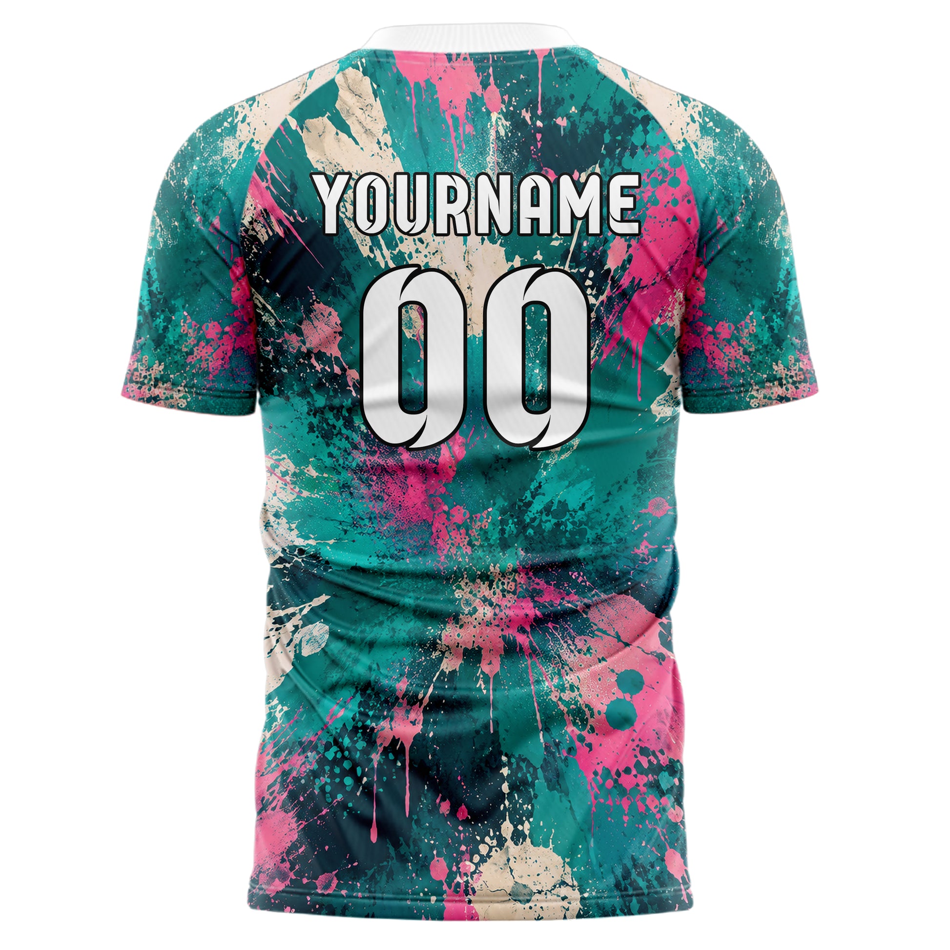 Petrol lebendiges Graffiti Spray Splatter Design 03-0040 individuelles Fußballtrikot back
