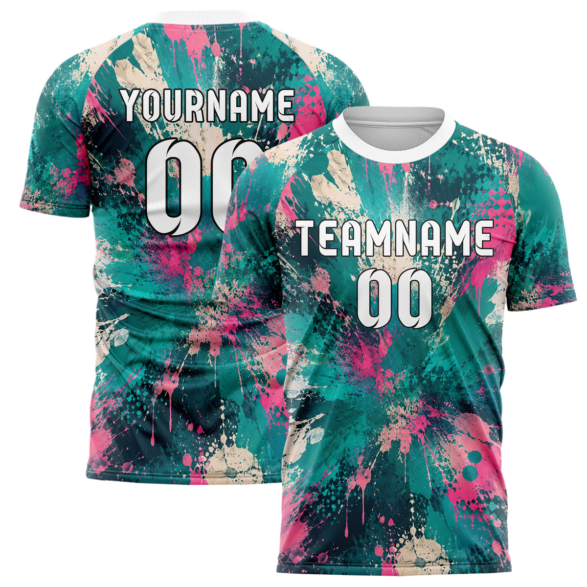 Petrol lebendiges Graffiti Spray Splatter Design 03-0040 individuelles Fußballtrikot main