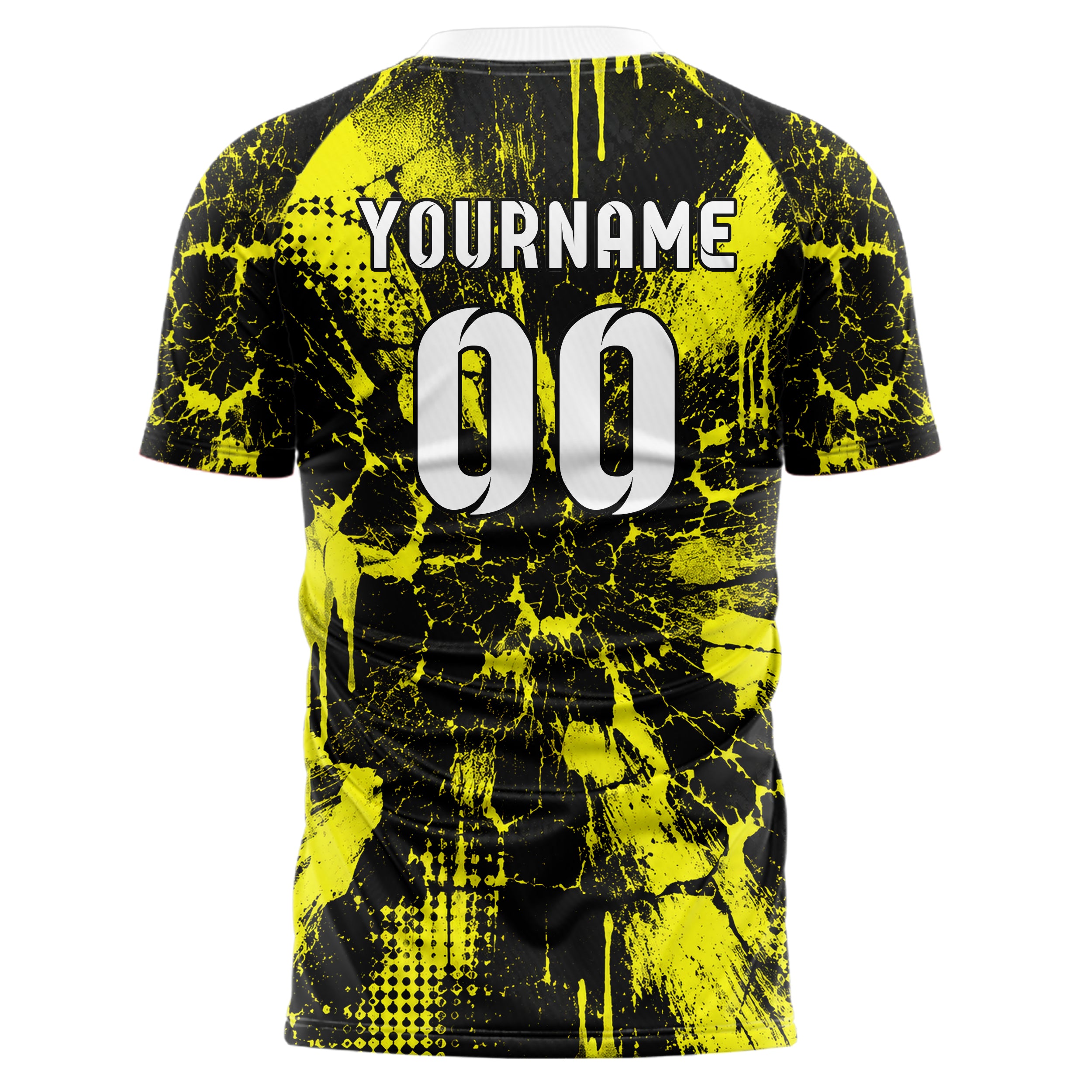 Schwarz neonfarbenes Graffiti Cracked Texture Design 03-0106 individuelles Fußballtrikot back
