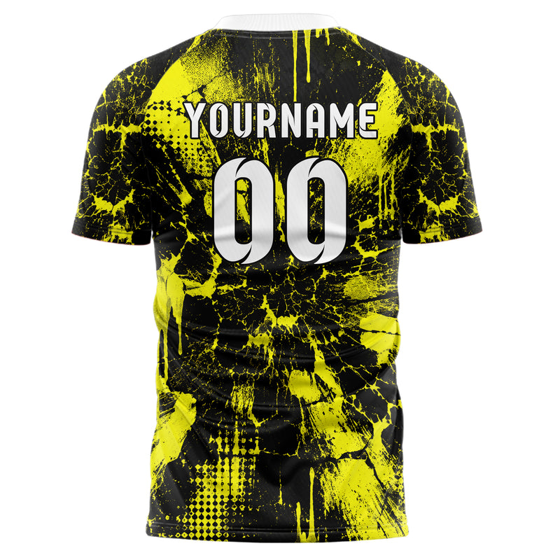 Schwarz neonfarbenes Graffiti Cracked Texture Design 03-0106 individuelles Fußballtrikot back