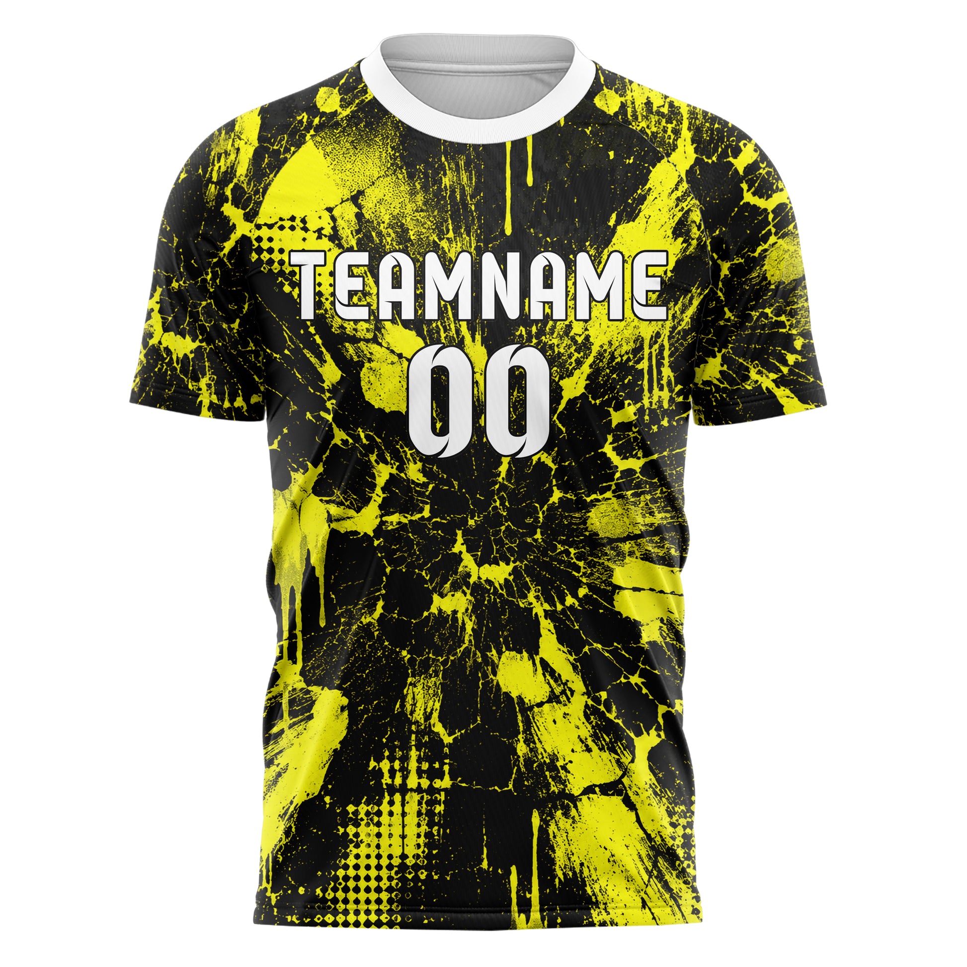 Schwarz neonfarbenes Graffiti Cracked Texture Design 03-0106 individuelles Fußballtrikot front