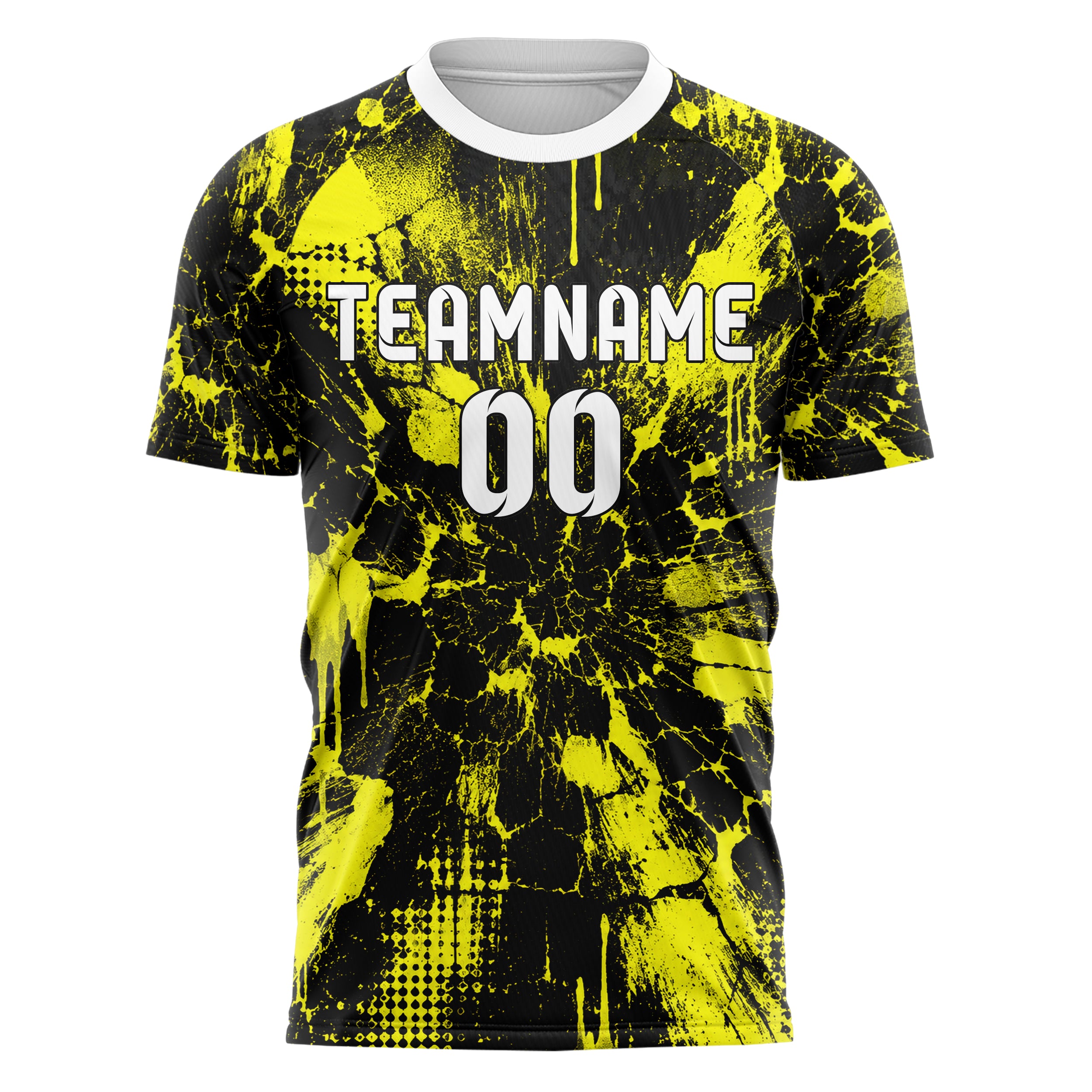 Schwarz neonfarbenes Graffiti Cracked Texture Design 03-0106 individuelles Fußballtrikot front