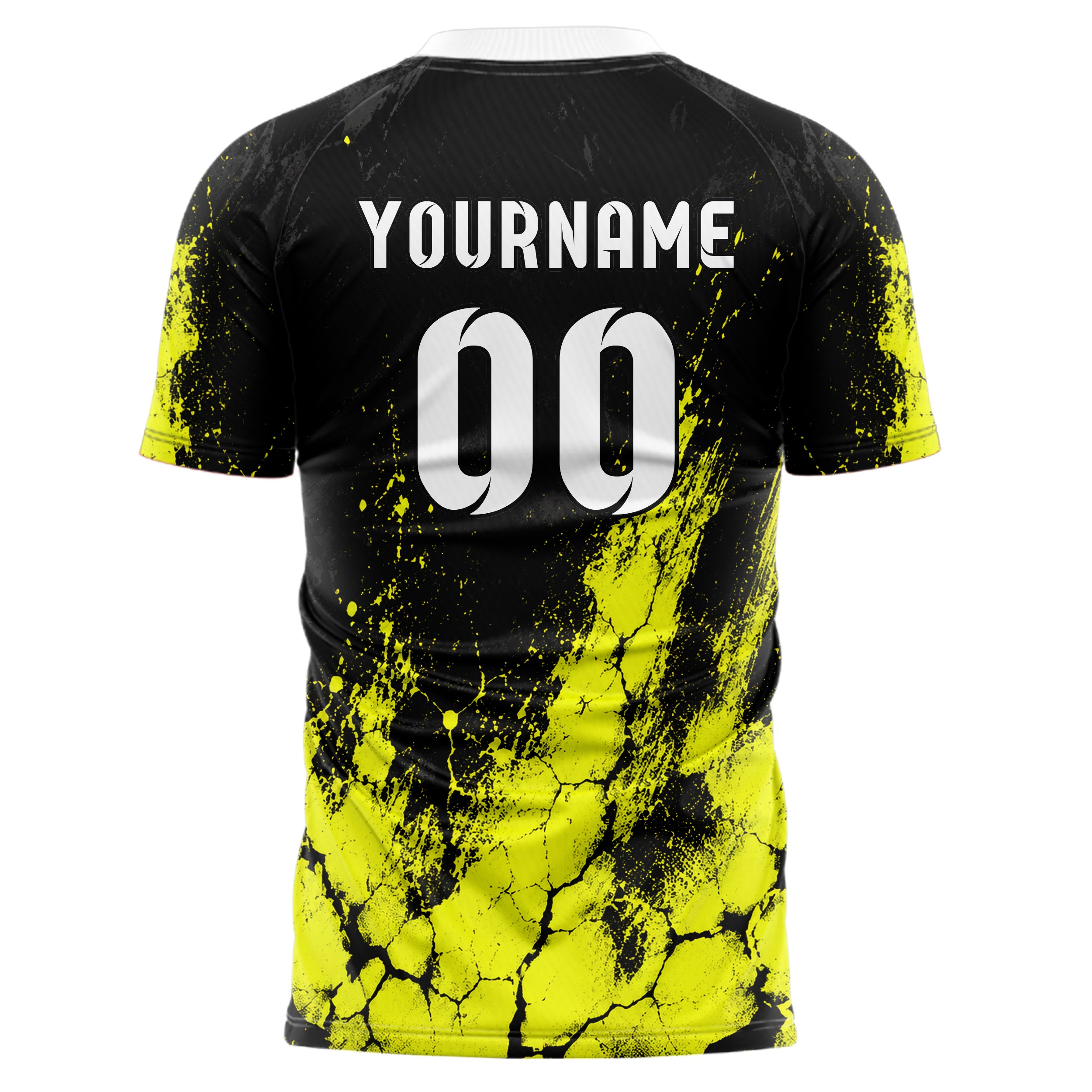 Schwarz neonfarbenes Graffiti Cracked Texture Design 03-0202 individuelles Fußballtrikot back