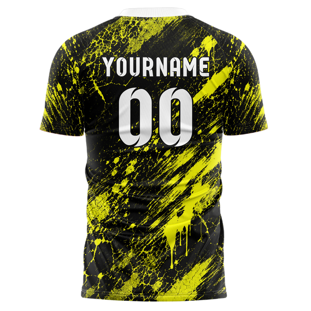 Schwarz neonfarbenes Graffiti Cracked Texture Design 03-0346 individuelles Fußballtrikot back