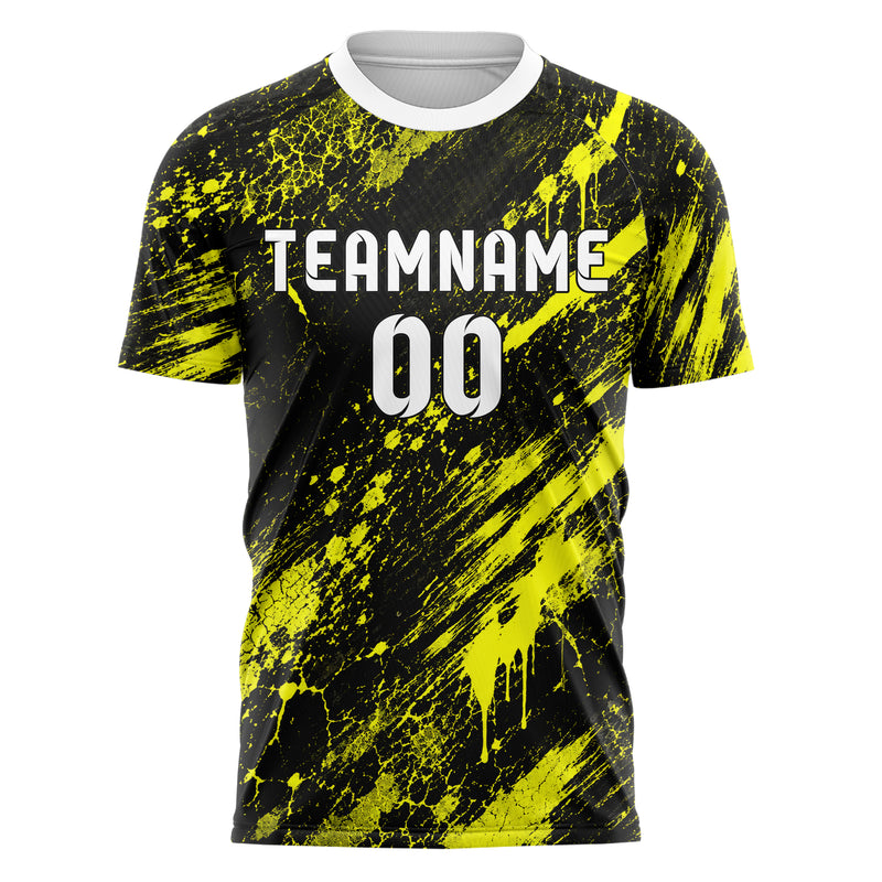 Schwarz neonfarbenes Graffiti Cracked Texture Design 03-0346 individuelles Fußballtrikot front