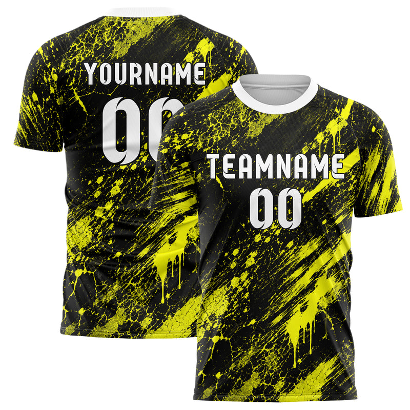 Schwarz neonfarbenes Graffiti Cracked Texture Design 03-0346 individuelles Fußballtrikot main