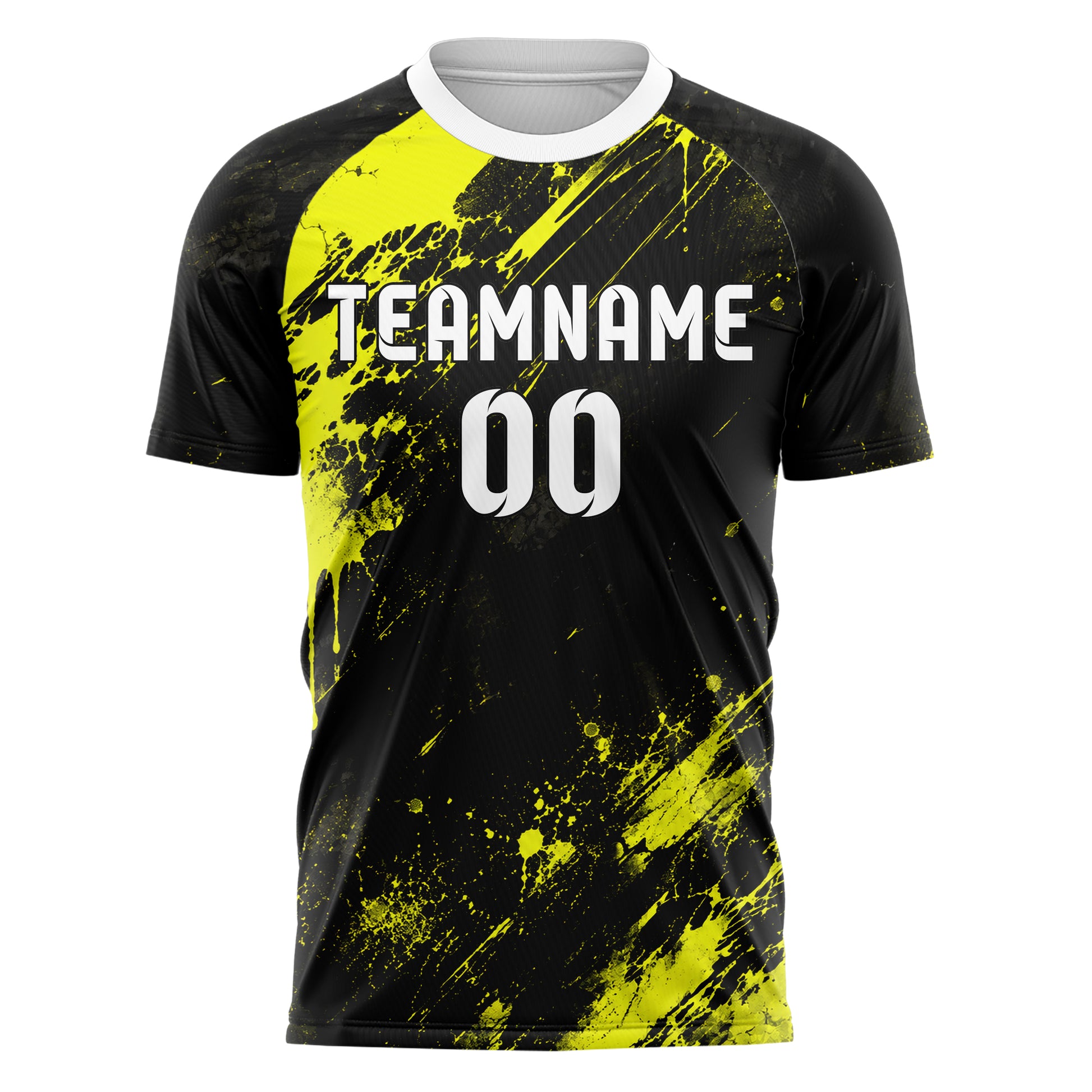 Schwarz neonfarbenes Graffiti Drip Paint Design 03-0028 individuelles Fußballtrikot front
