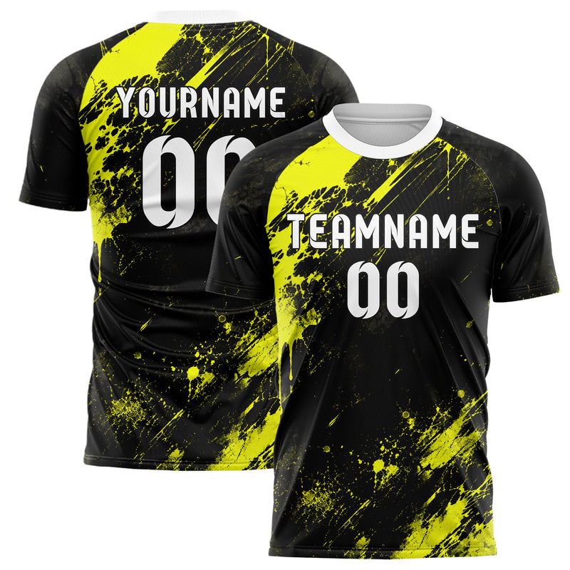 Schwarz neonfarbenes Graffiti Drip Paint Design 03-0028 individuelles Fußballtrikot main