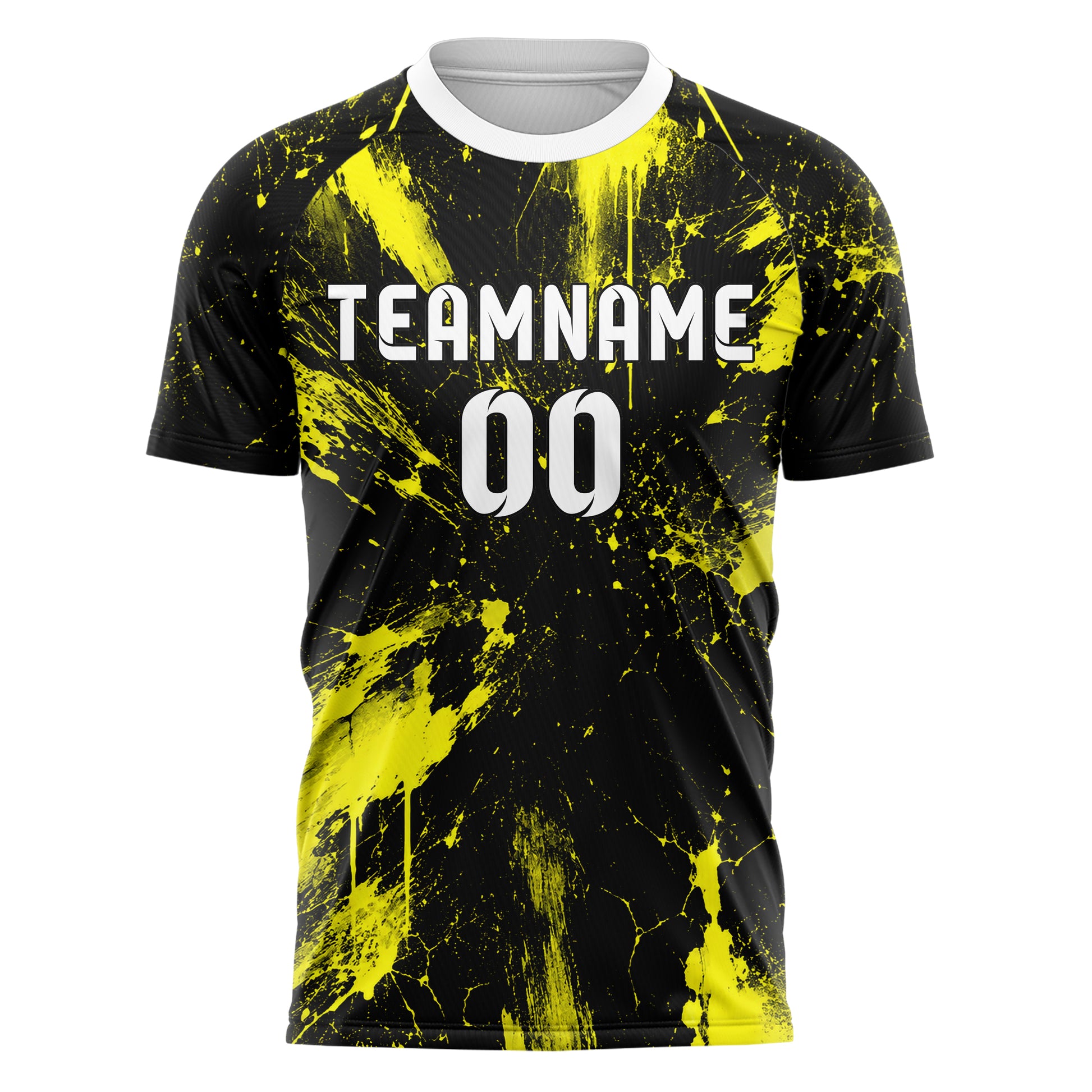 Schwarz neonfarbenes Graffiti Grunge Smear Design 03-0049 individuelles Fußballtrikot front