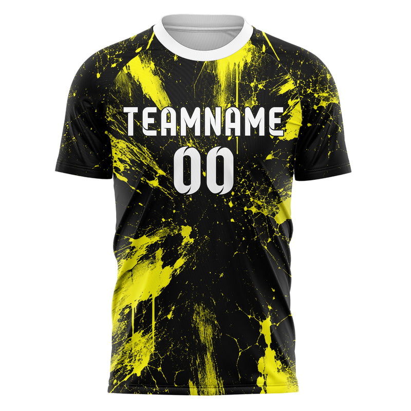 Schwarz neonfarbenes Graffiti Grunge Smear Design 03-0049 individuelles Fußballtrikot front