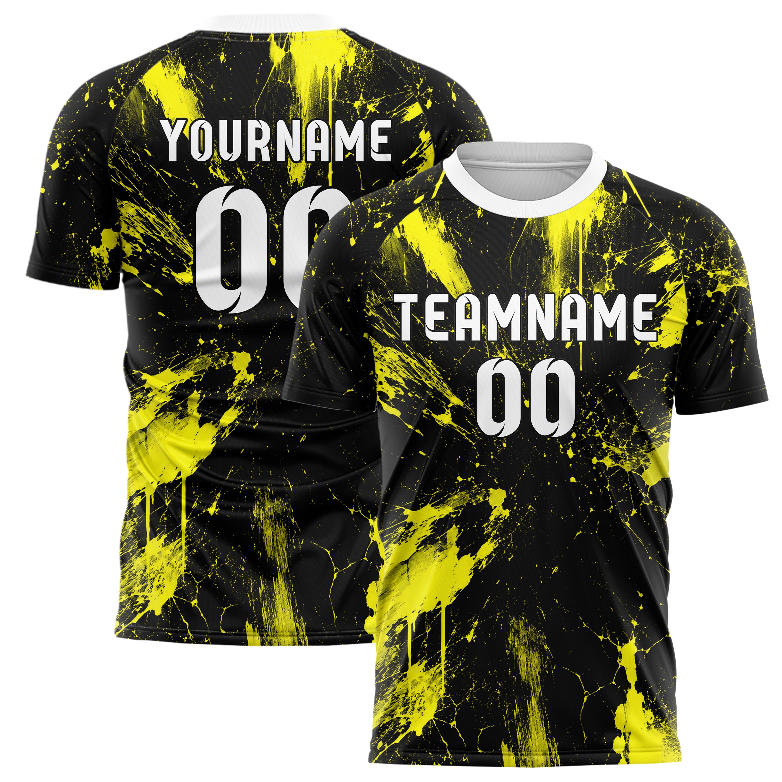 Schwarz neonfarbenes Graffiti Grunge Smear Design 03-0049 individuelles Fußballtrikot main