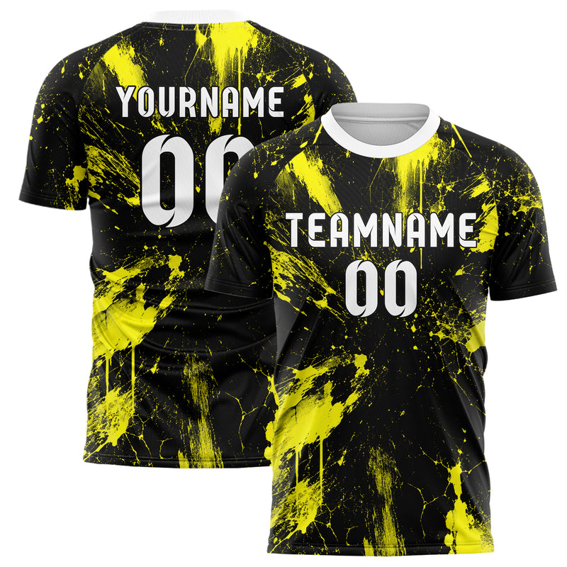 Schwarz neonfarbenes Graffiti Grunge Smear Design 03-0049 individuelles Fußballtrikot main