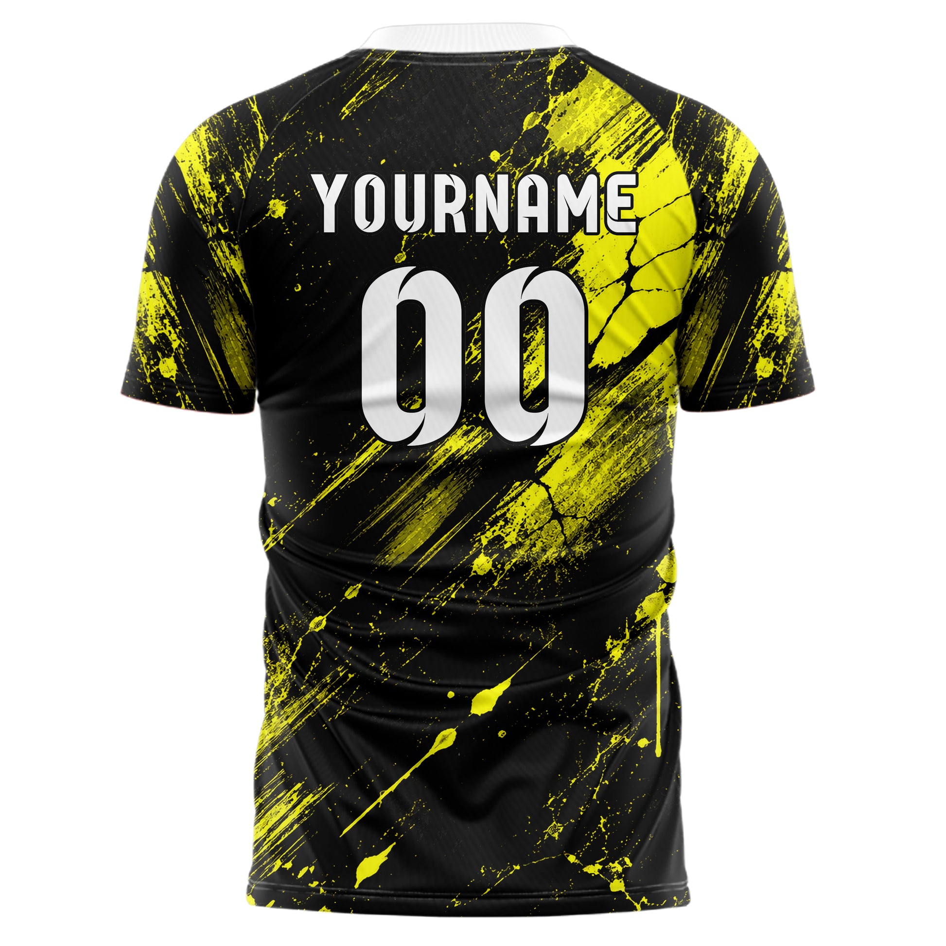 Schwarz neonfarbenes Graffiti Grunge Smear Design 03-0121 individuelles Fußballtrikot back