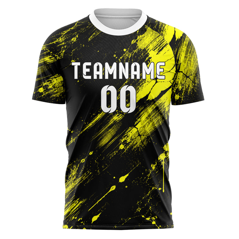 Schwarz neonfarbenes Graffiti Grunge Smear Design 03-0121 individuelles Fußballtrikot front
