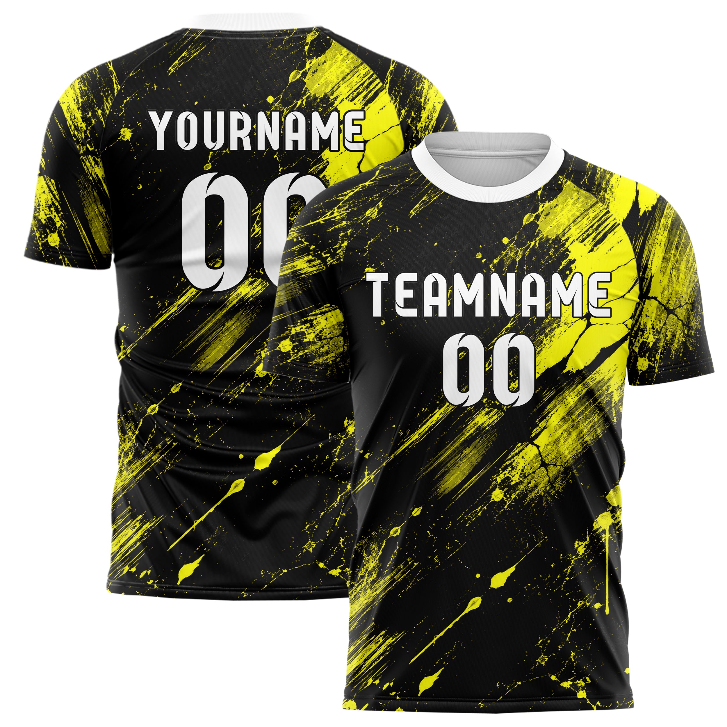 Schwarz neonfarbenes Graffiti Grunge Smear Design 03-0121 individuelles Fußballtrikot main