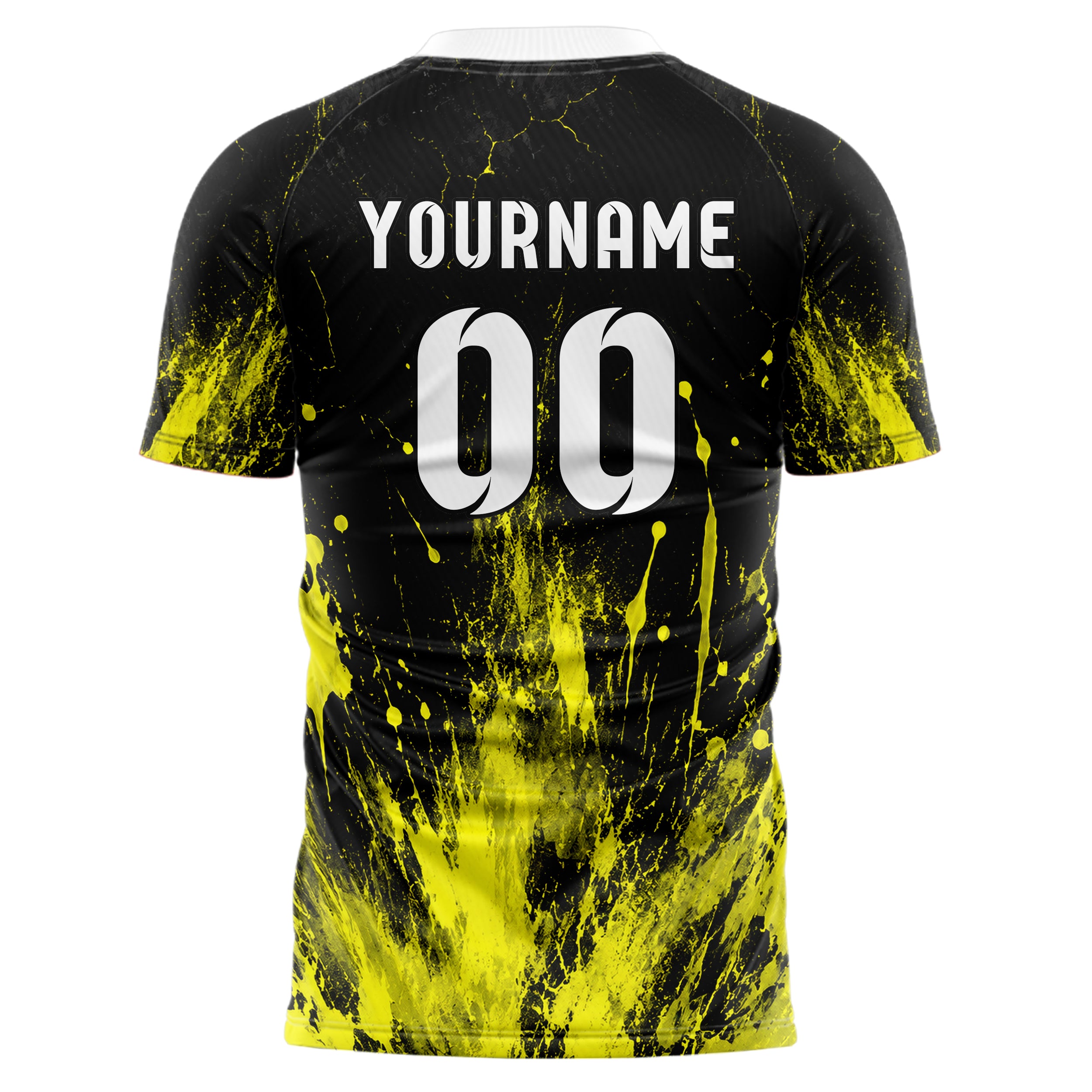 Schwarz neonfarbenes Graffiti Grunge Smear Design 03-0193 individuelles Fußballtrikot back