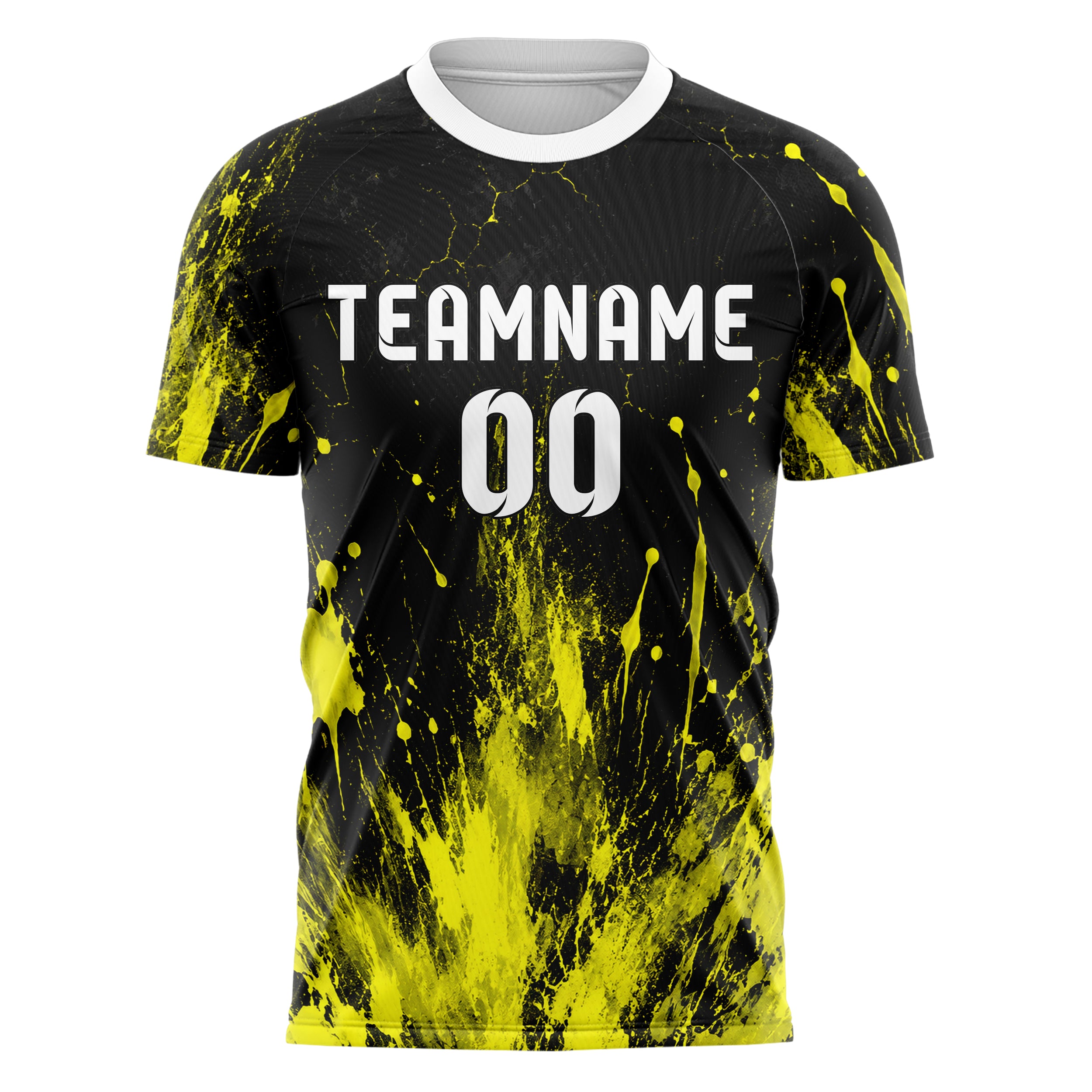 Schwarz neonfarbenes Graffiti Grunge Smear Design 03-0193 individuelles Fußballtrikot front