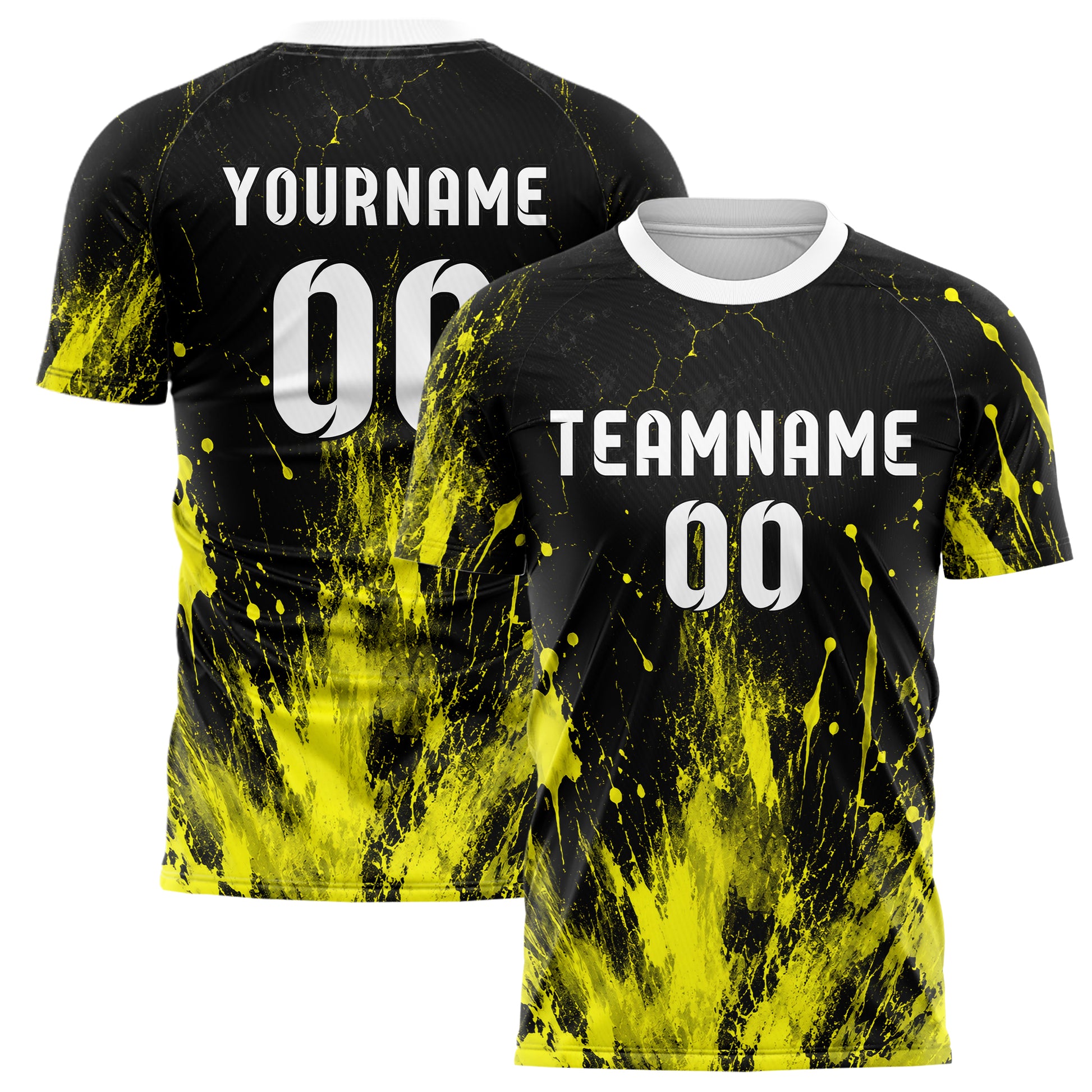 Schwarz neonfarbenes Graffiti Grunge Smear Design 03-0193 individuelles Fußballtrikot main