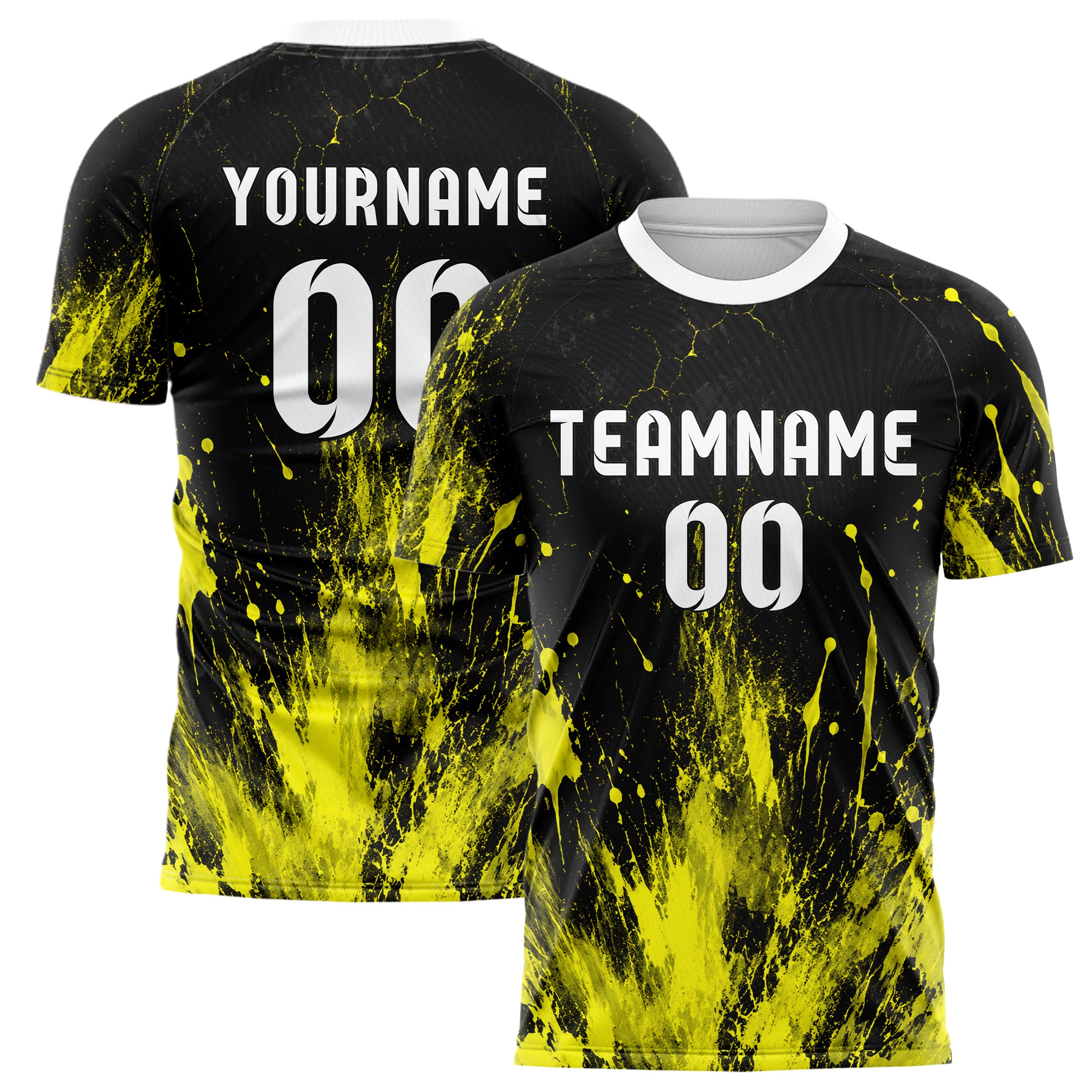 Schwarz neonfarbenes Graffiti Grunge Smear Design 03-0193 individuelles Fußballtrikot main