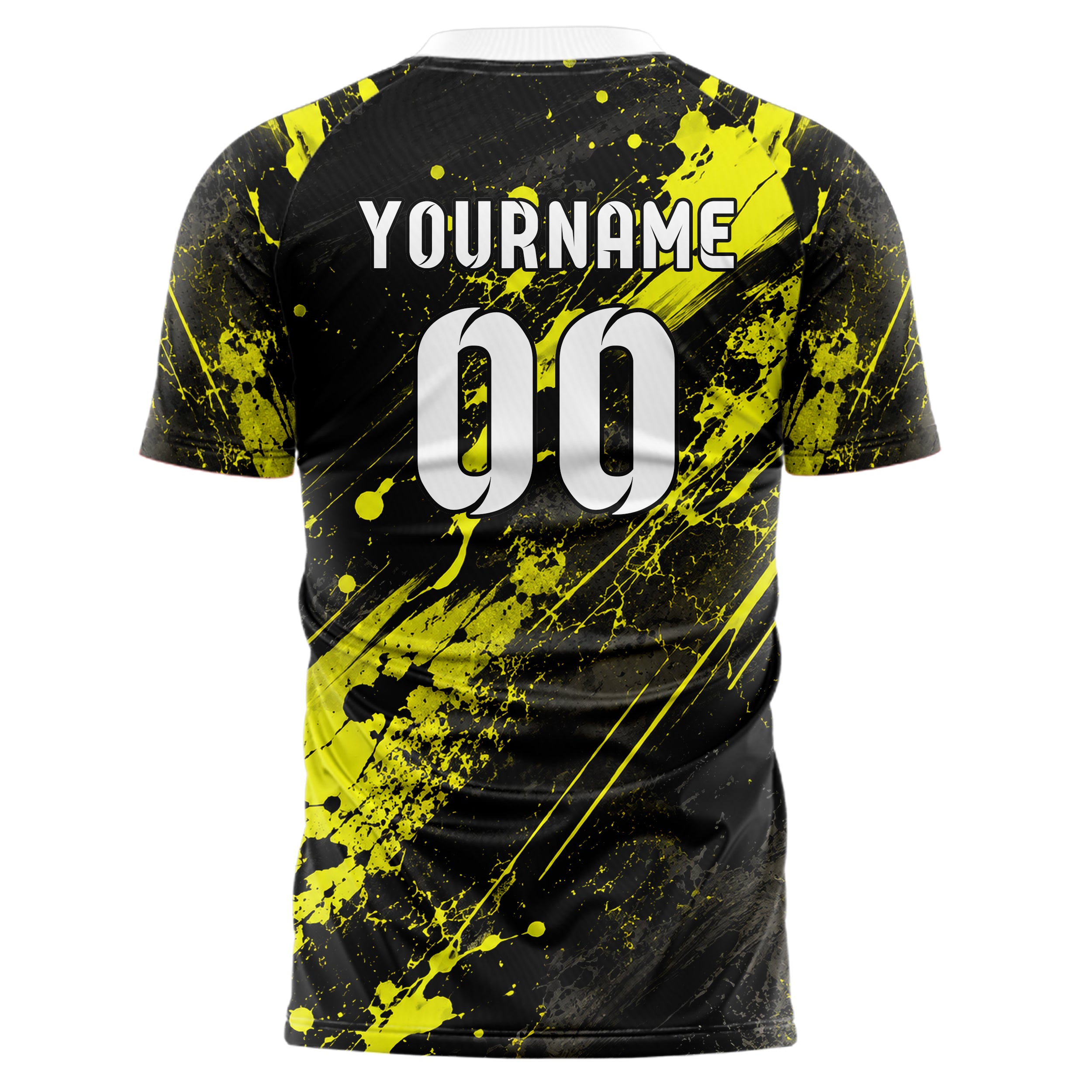 Schwarz neonfarbenes Graffiti Ink Splash Design 03-0133 individuelles Fußballtrikot back