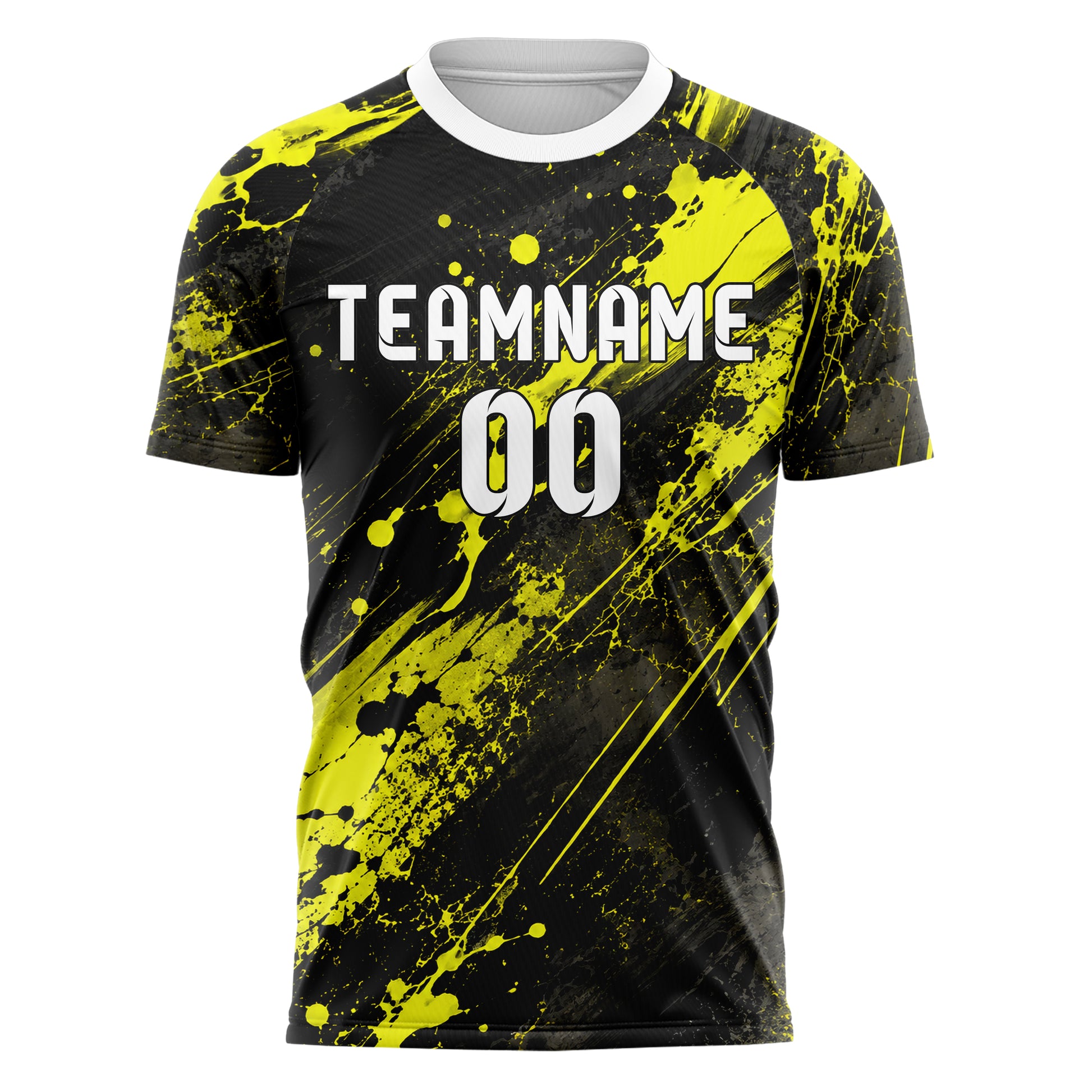 Schwarz neonfarbenes Graffiti Ink Splash Design 03-0133 individuelles Fußballtrikot front
