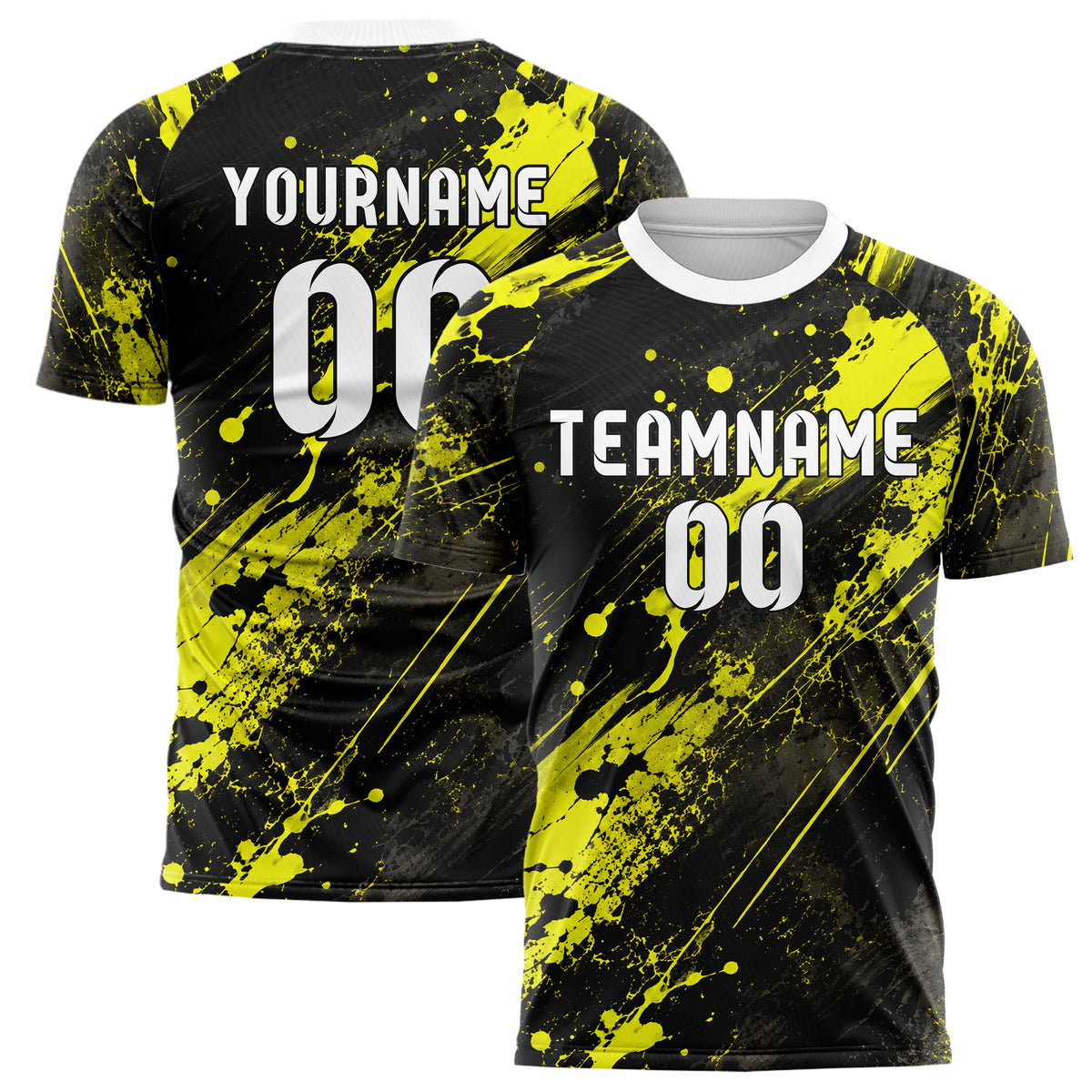 Schwarz neonfarbenes Graffiti Ink Splash Design 03-0133 individuelles Fußballtrikot main