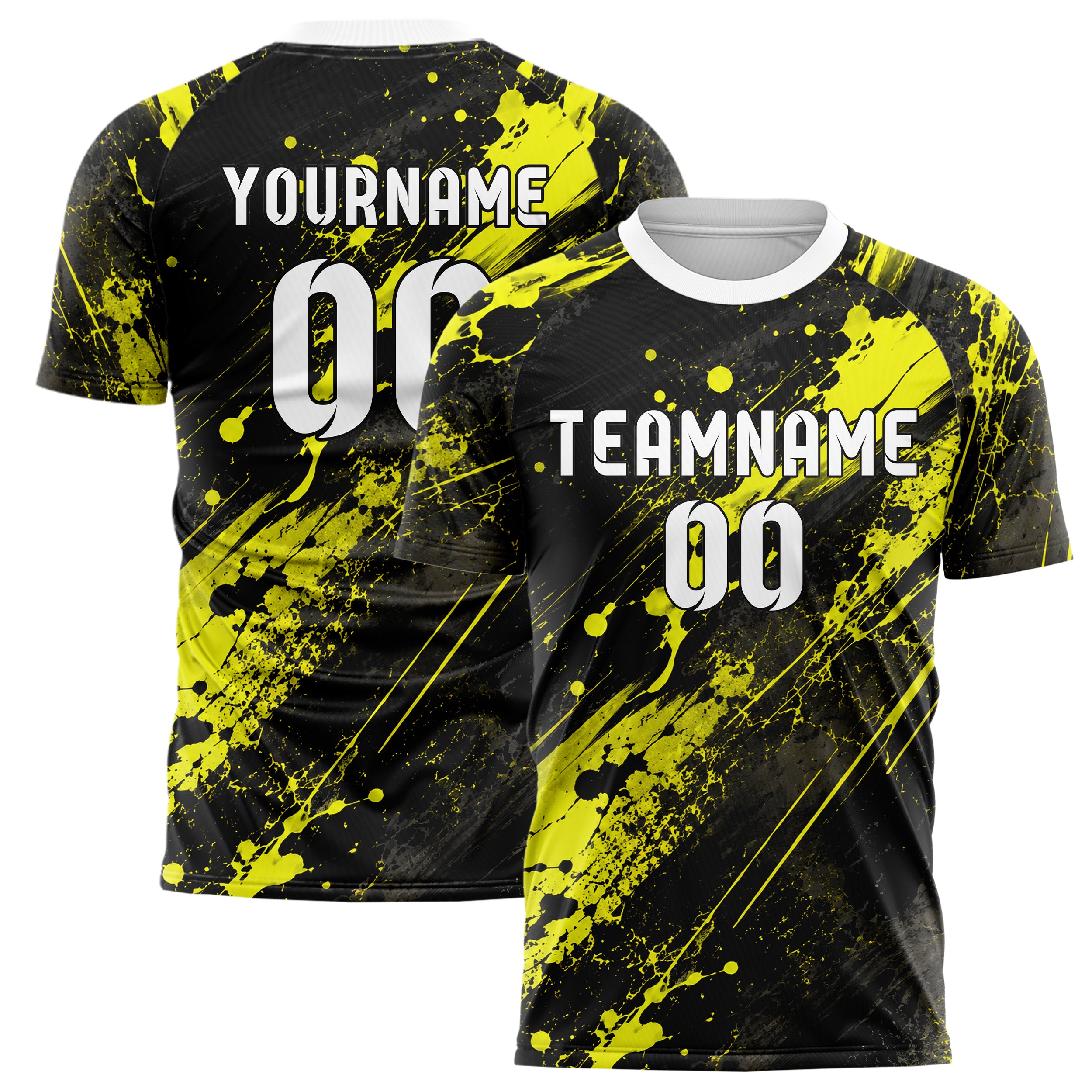 Schwarz neonfarbenes Graffiti Ink Splash Design 03-0133 individuelles Fußballtrikot main