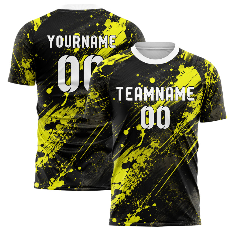 Schwarz neonfarbenes Graffiti Ink Splash Design 03-0133 individuelles Fußballtrikot main
