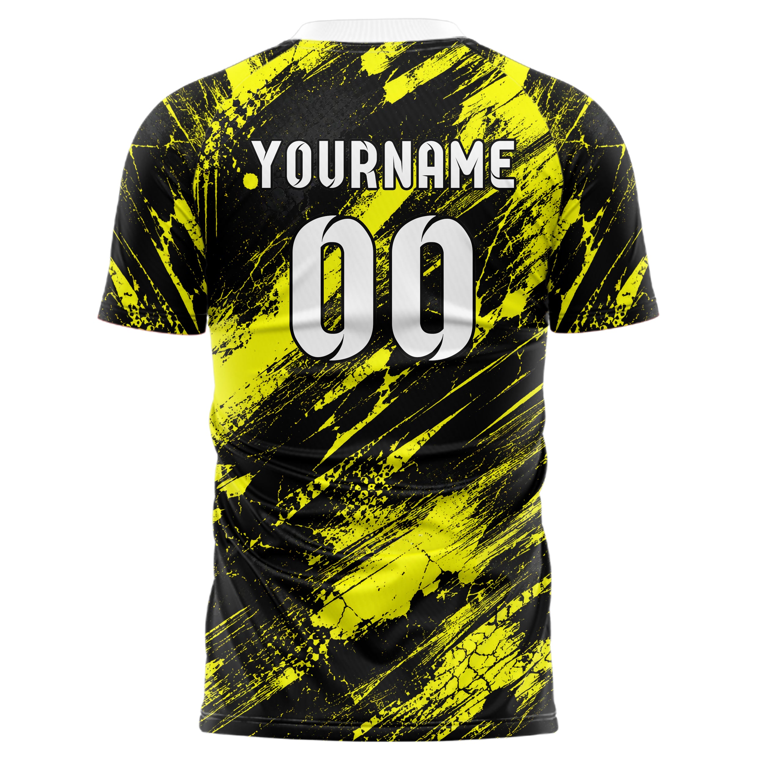 Schwarz neonfarbenes Graffiti Scratch Marks Design 03-0118 individuelles Fußballtrikot back