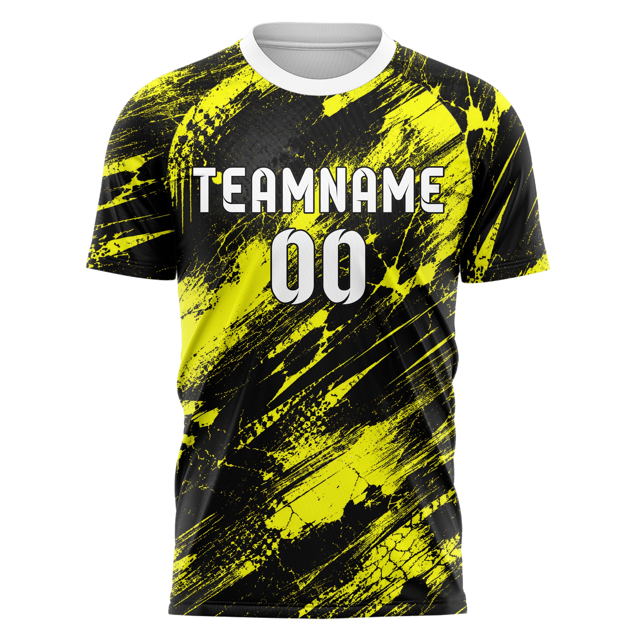 Schwarz neonfarbenes Graffiti Scratch Marks Design 03-0118 individuelles Fußballtrikot front