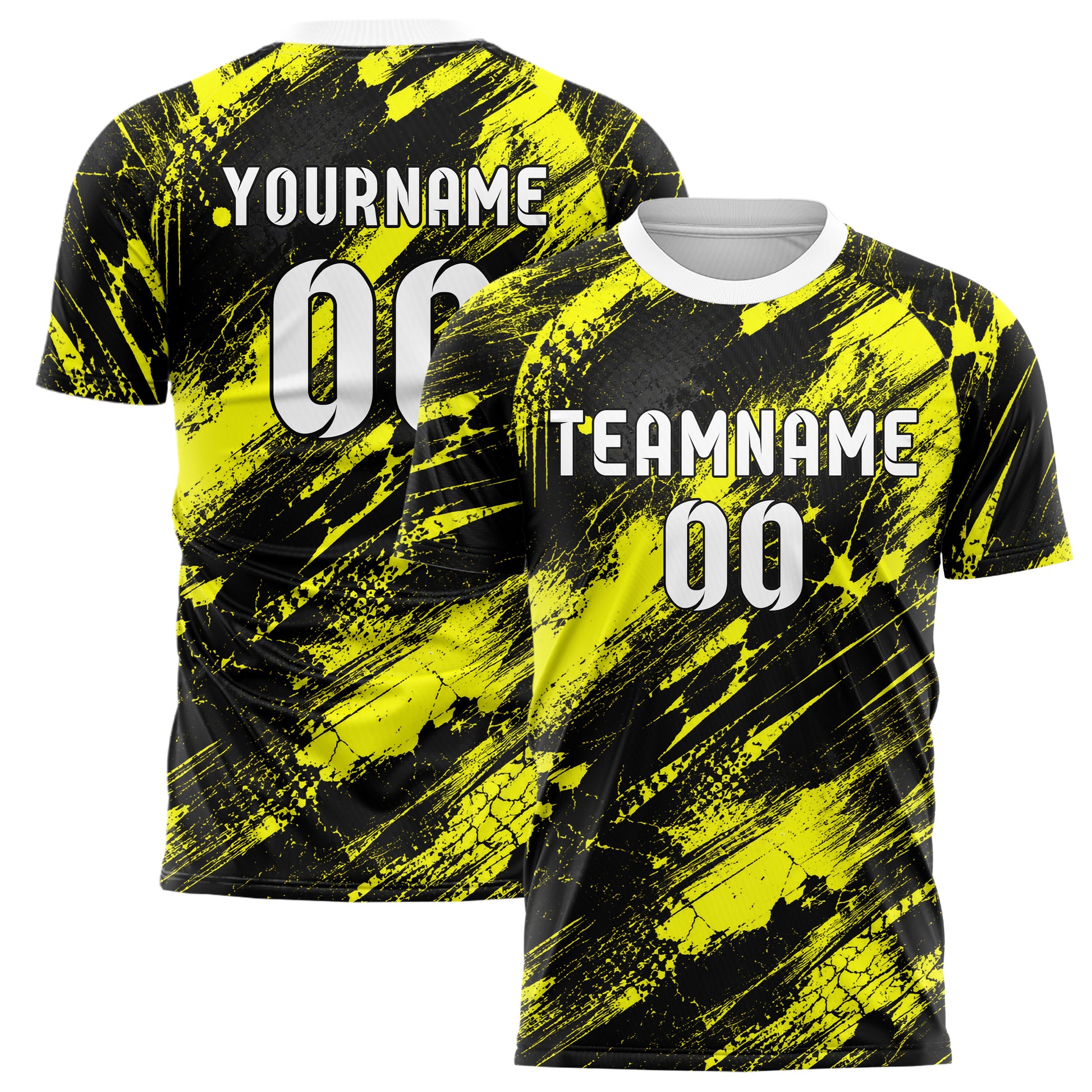 Schwarz neonfarbenes Graffiti Scratch Marks Design 03-0118 individuelles Fußballtrikot main