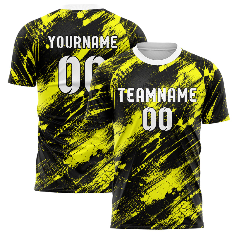 Schwarz neonfarbenes Graffiti Scratch Marks Design 03-0118 individuelles Fußballtrikot main