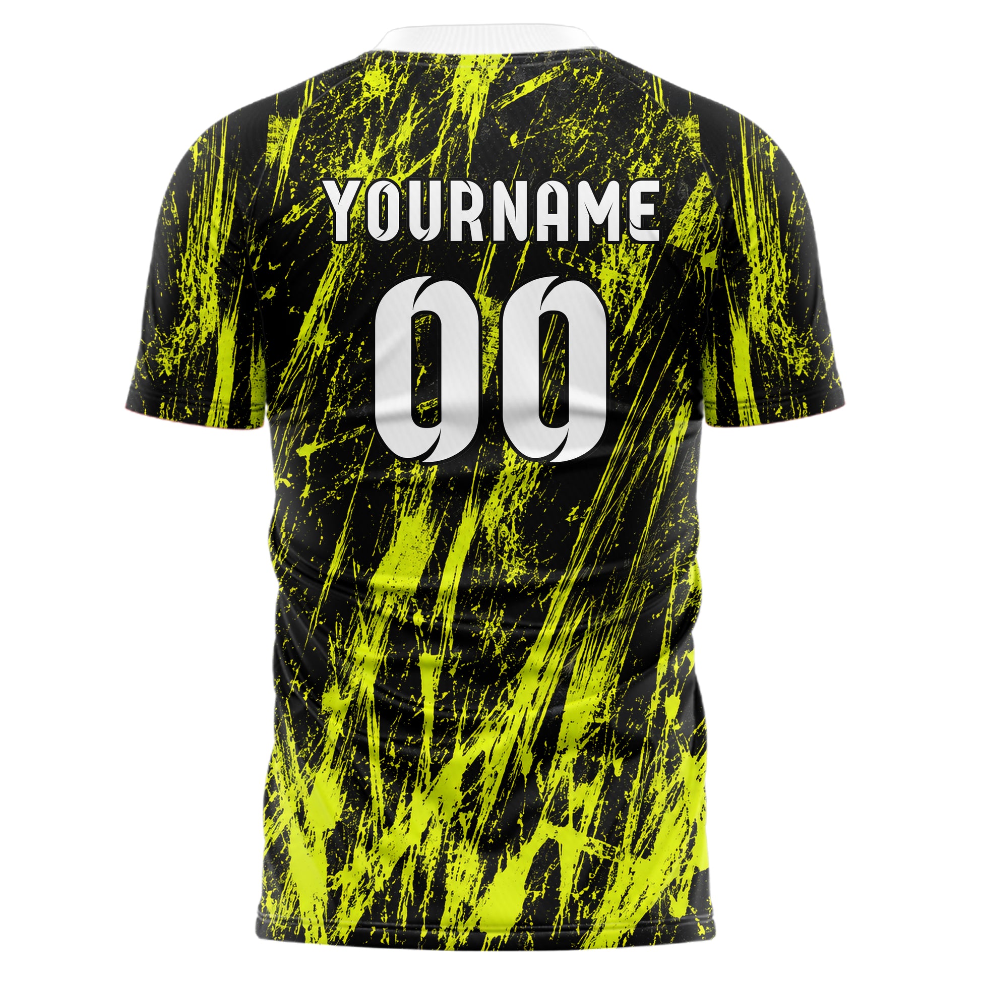 Schwarz neonfarbenes Graffiti Scratch Marks Design 03-0310 individuelles Fußballtrikot back