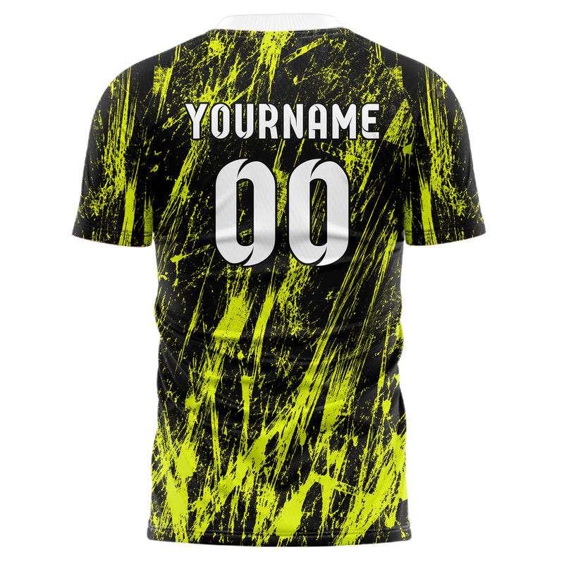 Schwarz neonfarbenes Graffiti Scratch Marks Design 03-0310 individuelles Fußballtrikot back