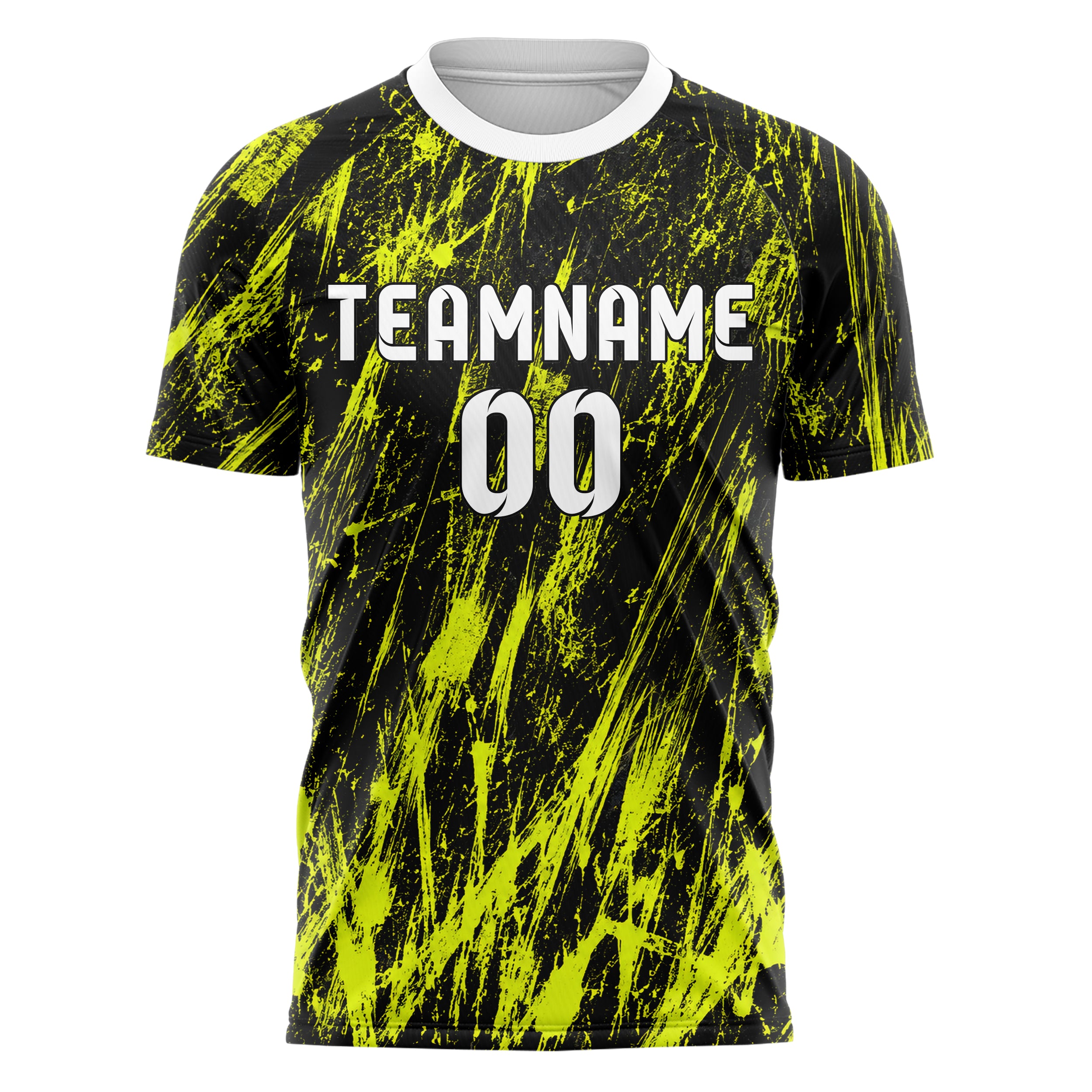 Schwarz neonfarbenes Graffiti Scratch Marks Design 03-0310 individuelles Fußballtrikot front