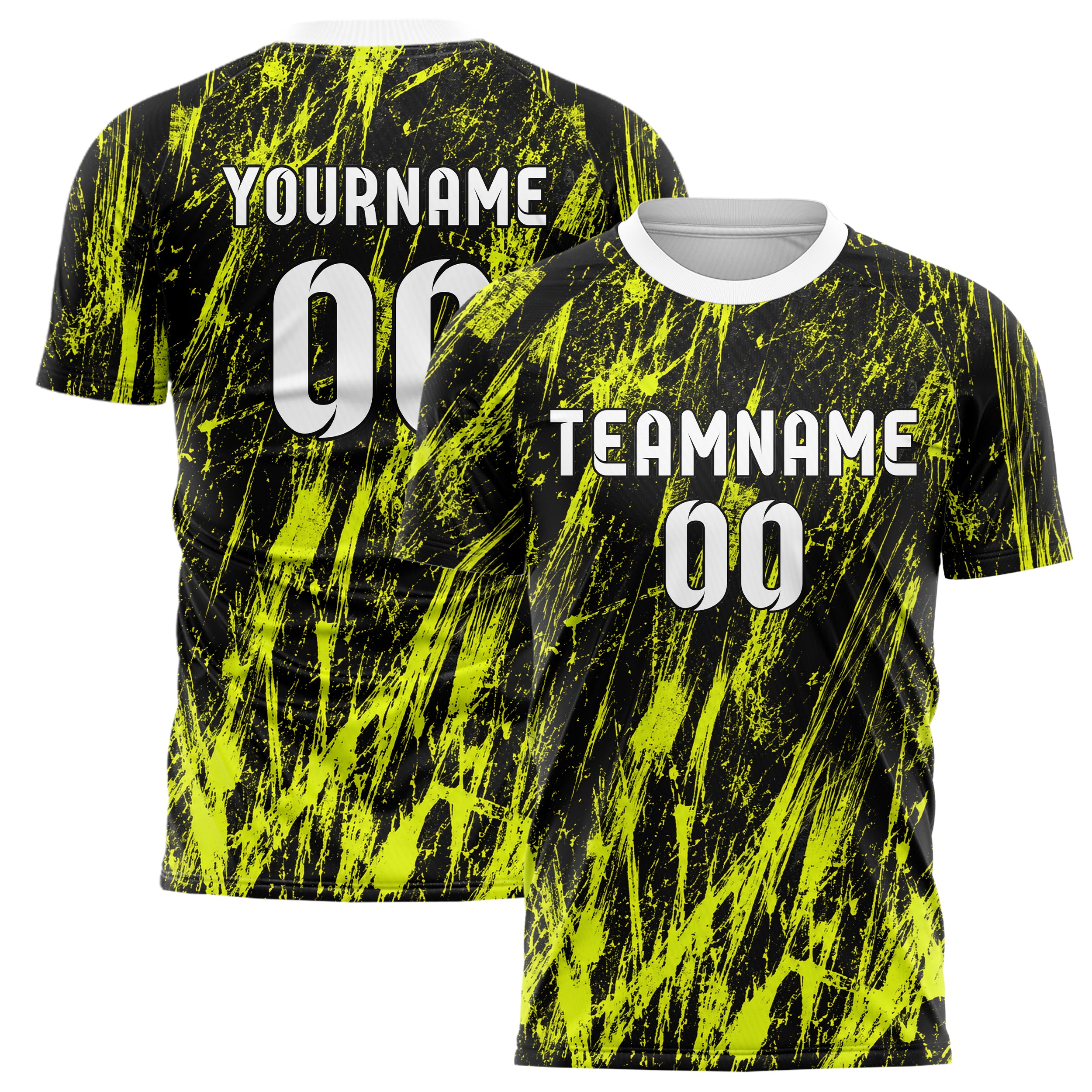 Schwarz neonfarbenes Graffiti Scratch Marks Design 03-0310 individuelles Fußballtrikot main