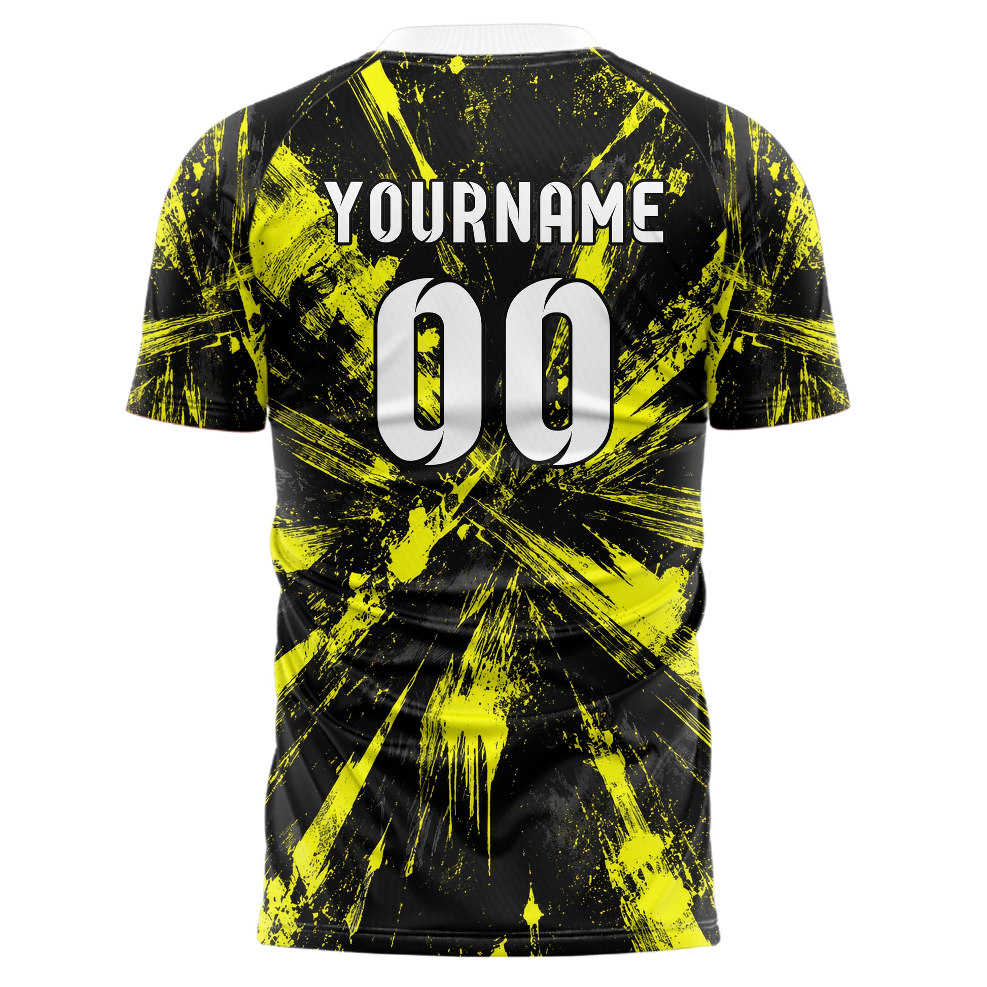 Schwarz neonfarbenes Graffiti Scratch Marks Design 03-0358 individuelles Fußballtrikot back