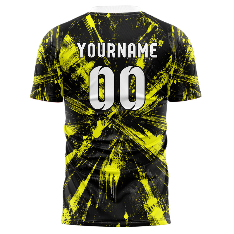 Schwarz neonfarbenes Graffiti Scratch Marks Design 03-0358 individuelles Fußballtrikot back
