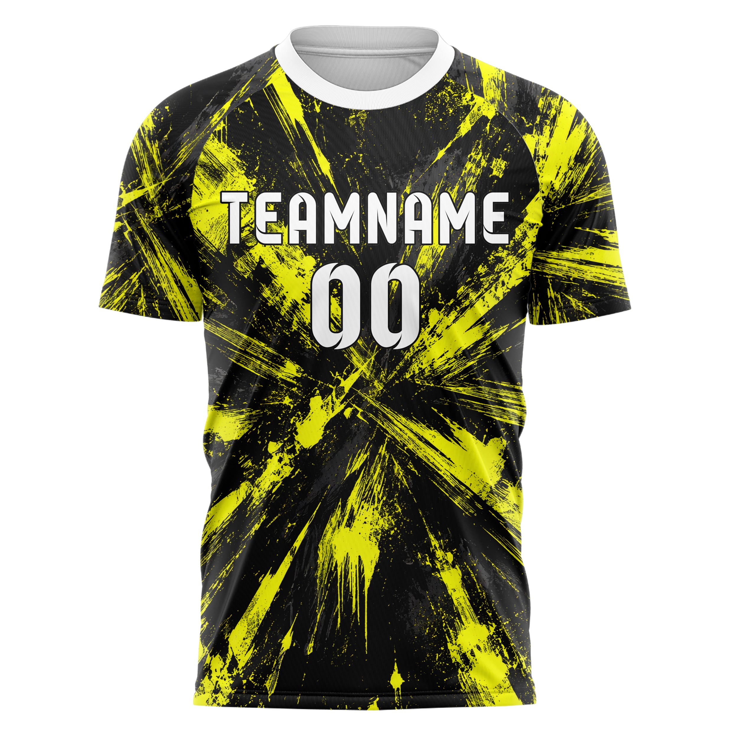 Schwarz neonfarbenes Graffiti Scratch Marks Design 03-0358 individuelles Fußballtrikot front