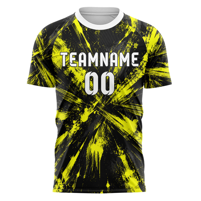 Schwarz neonfarbenes Graffiti Scratch Marks Design 03-0358 individuelles Fußballtrikot front