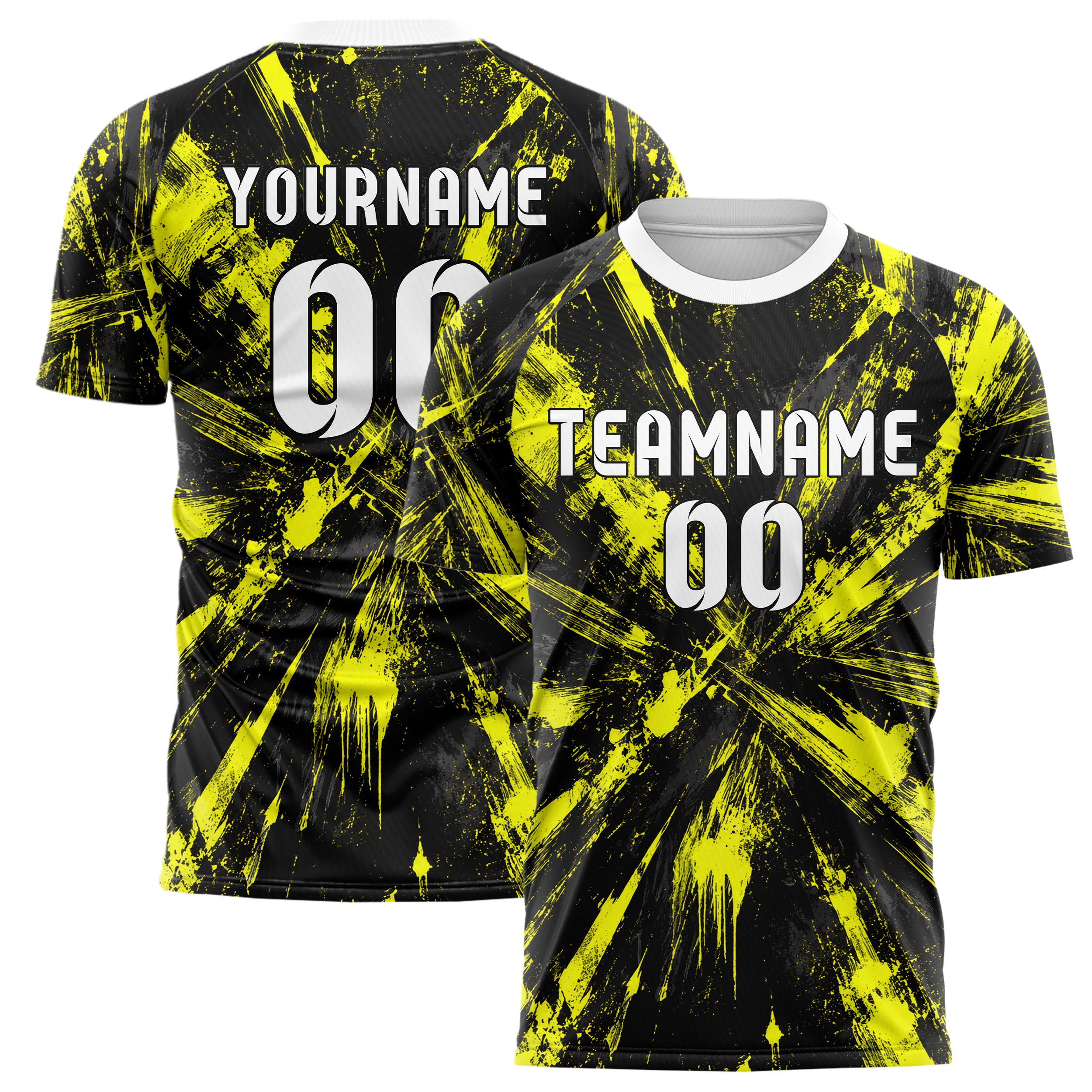 Schwarz neonfarbenes Graffiti Scratch Marks Design 03-0358 individuelles Fußballtrikot main