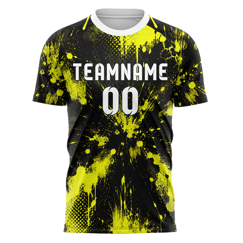 Schwarz neonfarbenes Graffiti Spray Splatter Design 03-0184 individuelles Fußballtrikot front
