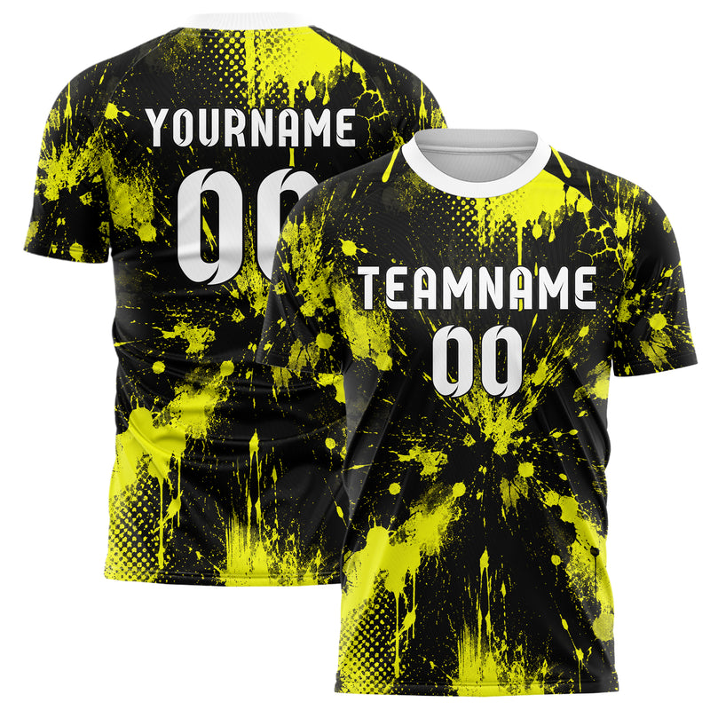 Schwarz neonfarbenes Graffiti Spray Splatter Design 03-0184 individuelles Fußballtrikot main