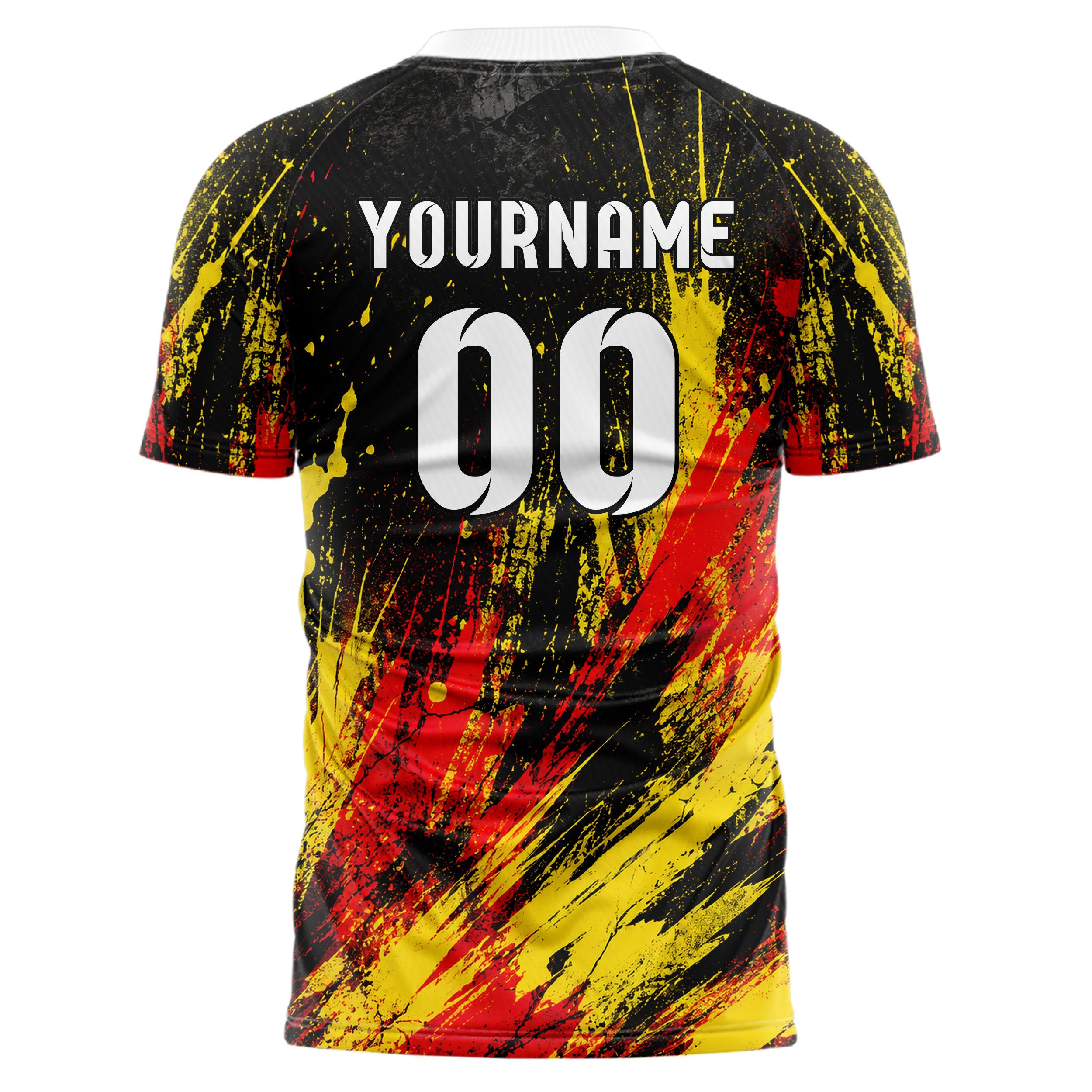 Schwarz lebendiges Graffiti diagonal Paint Flow Design 03-0131 individuelles Fußballtrikot back